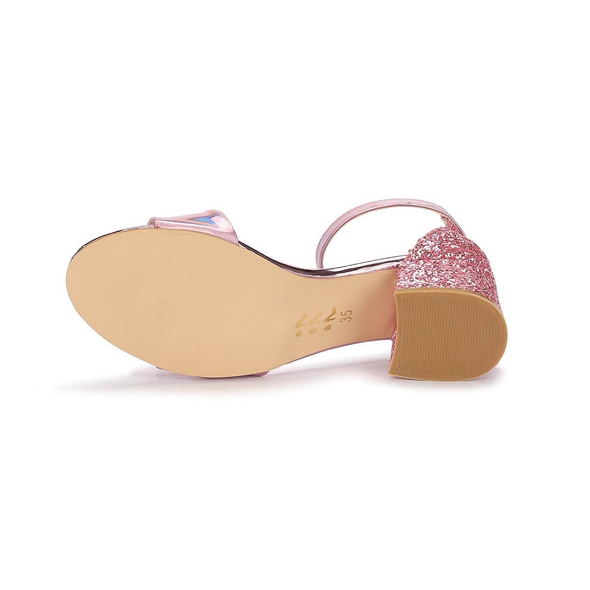 Sheila Ayna Çam Günlük Kız Çocuk 3 Cm Topuk Sandalet Ayakkabı Pudra