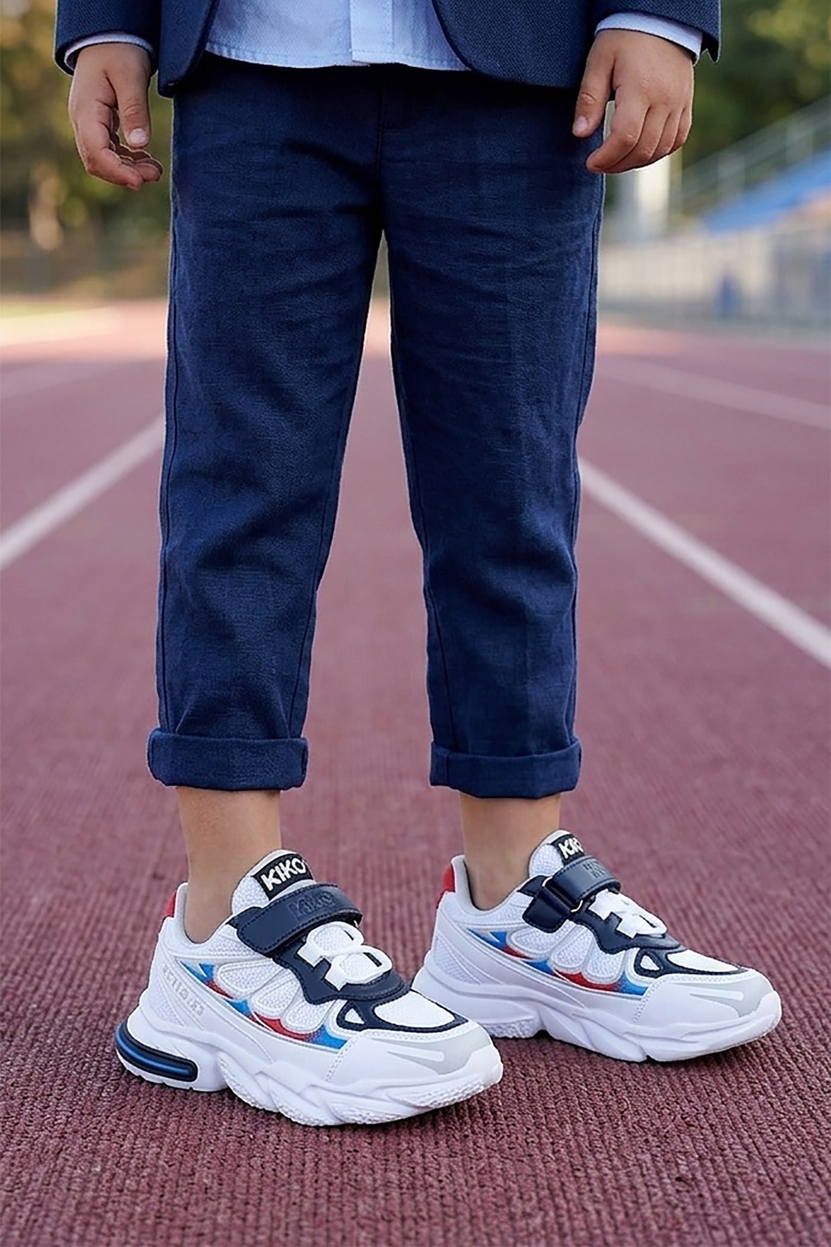 Style Faylon Taban Günlük Cırtlı Erkek Çocuk Spor Ayakkabı Beyaz - Lacivert