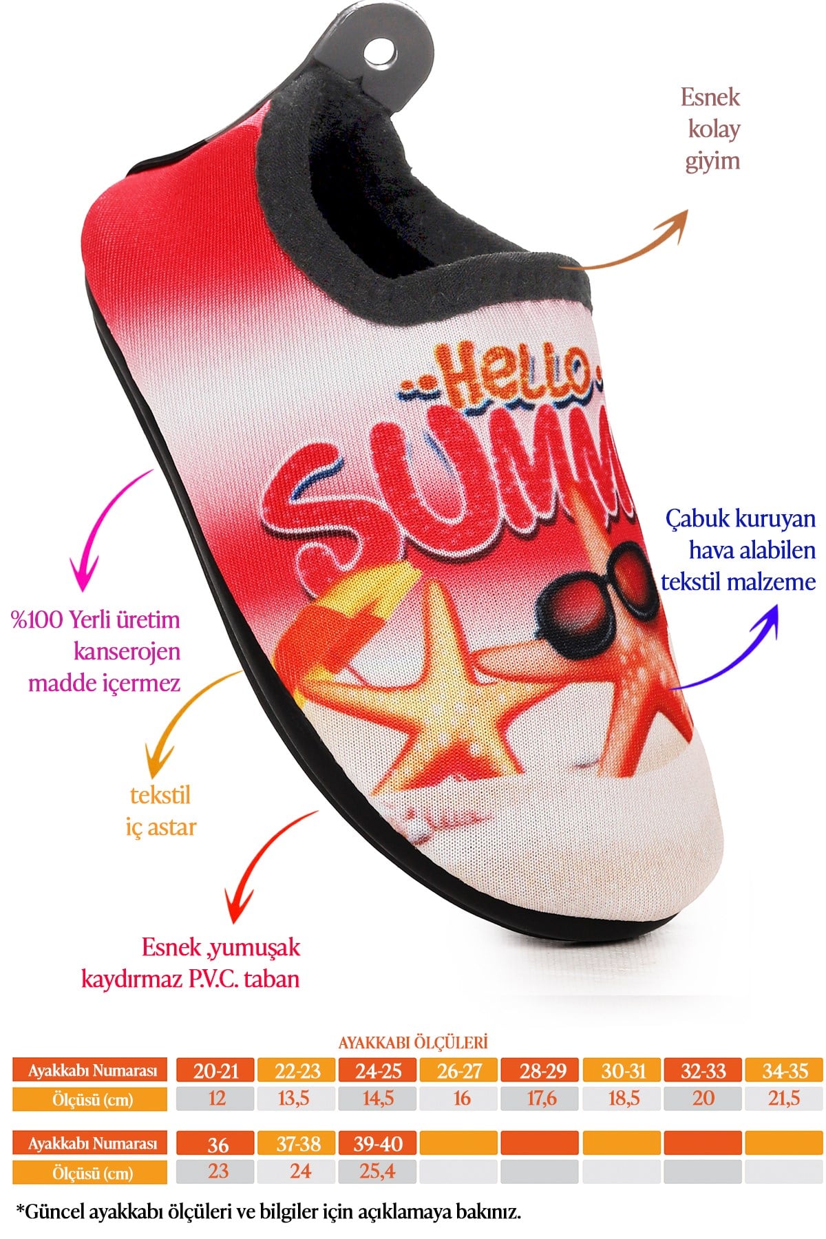Summer Havuz Plaj Kız Çocuk Deniz Ayakkabısı Kırmızı