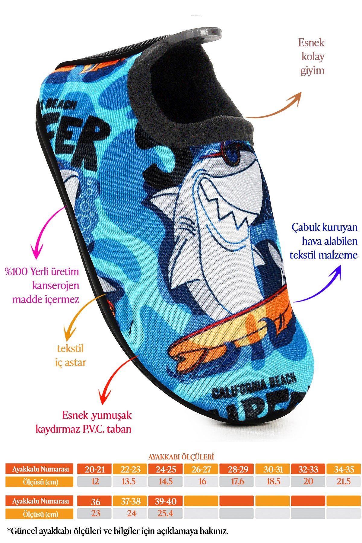 Surfer Havuz Plaj Erkek Çocuk Deniz Ayakkabısı Royal