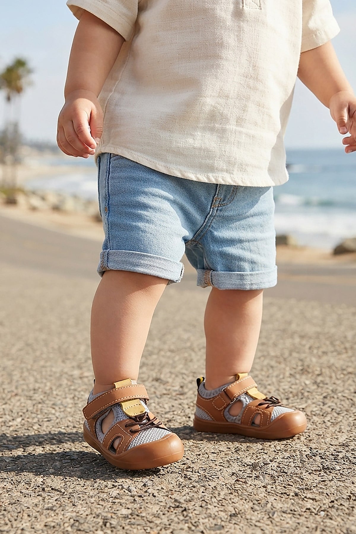 Tapel İlk Adım Cırtlı Erkek Bebek Sandalet Taba