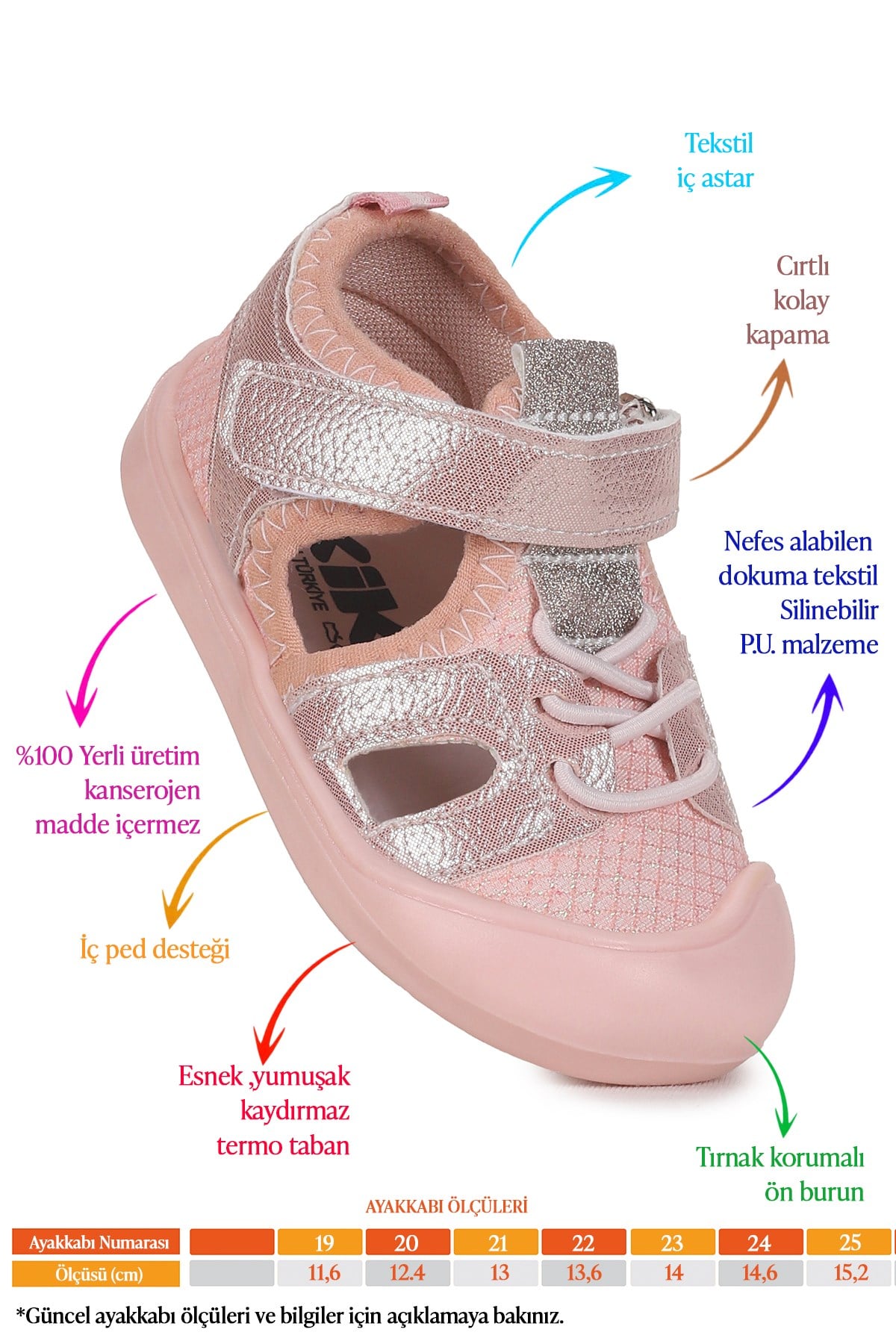 Tapel İlk Adım Cırtlı Kız Bebek Sandalet Pudra