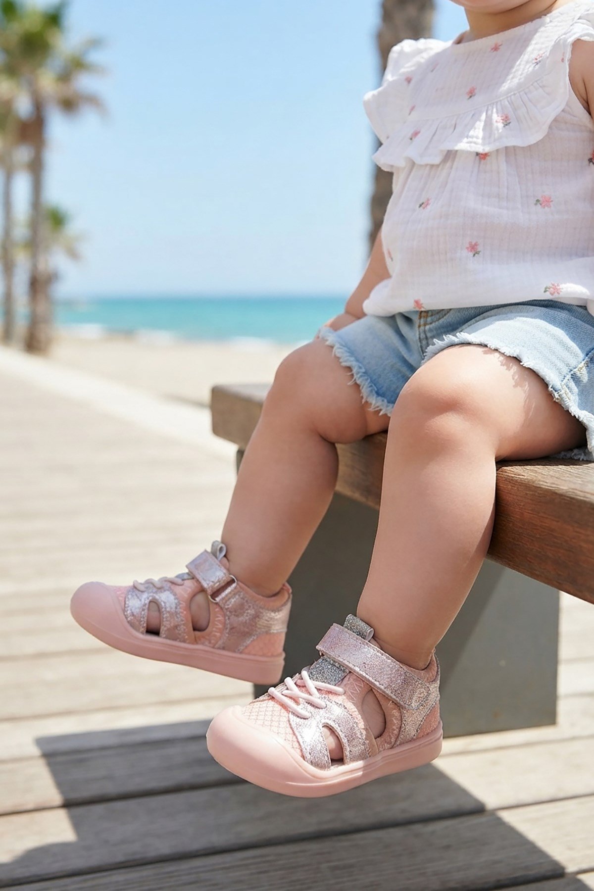 Tapel İlk Adım Cırtlı Kız Bebek Sandalet Pudra