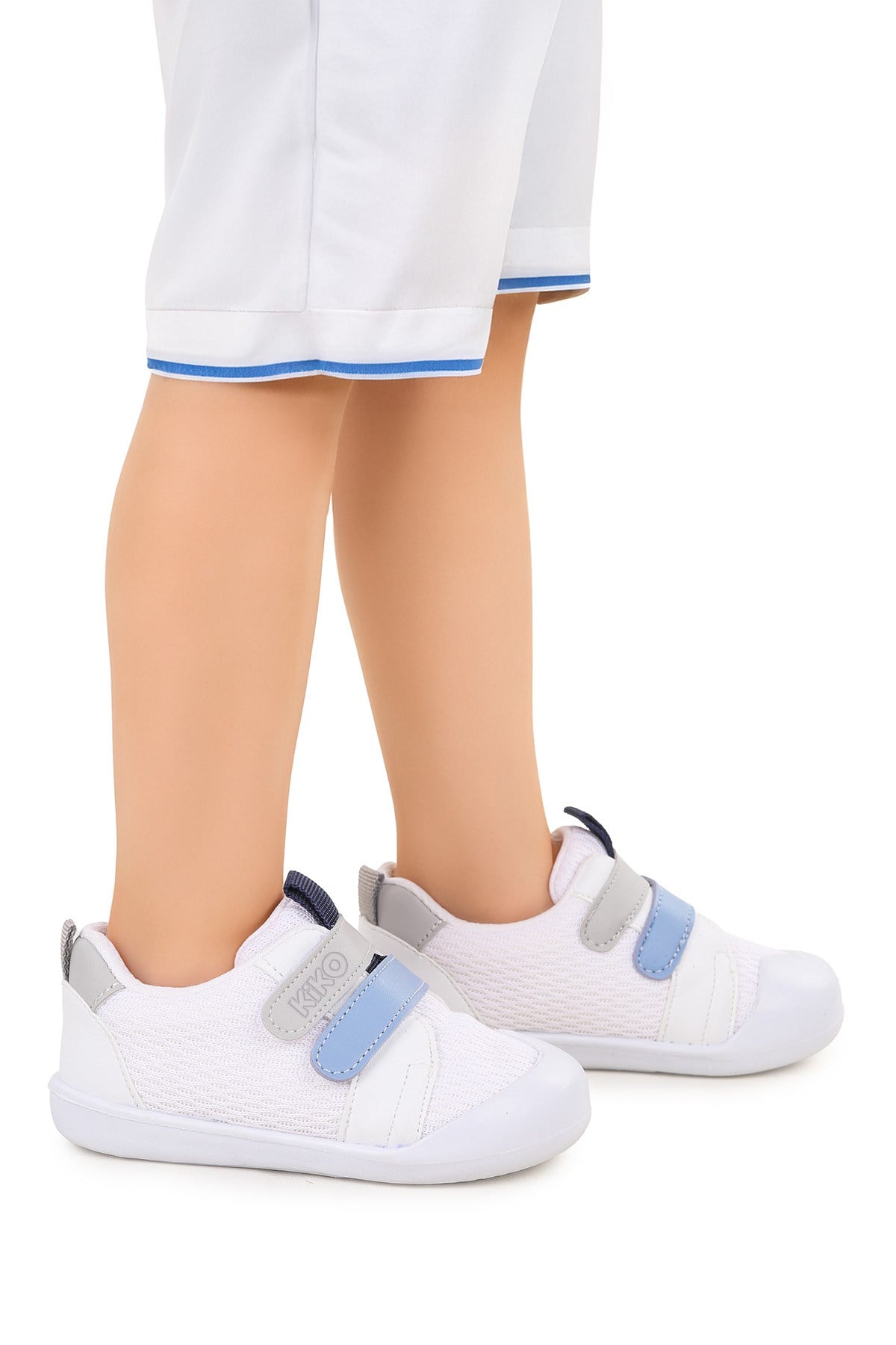 Textile İlk Adım Bebe Cırtlı Erkek Bebek Spor Ayakkabı Beyaz - Mavi