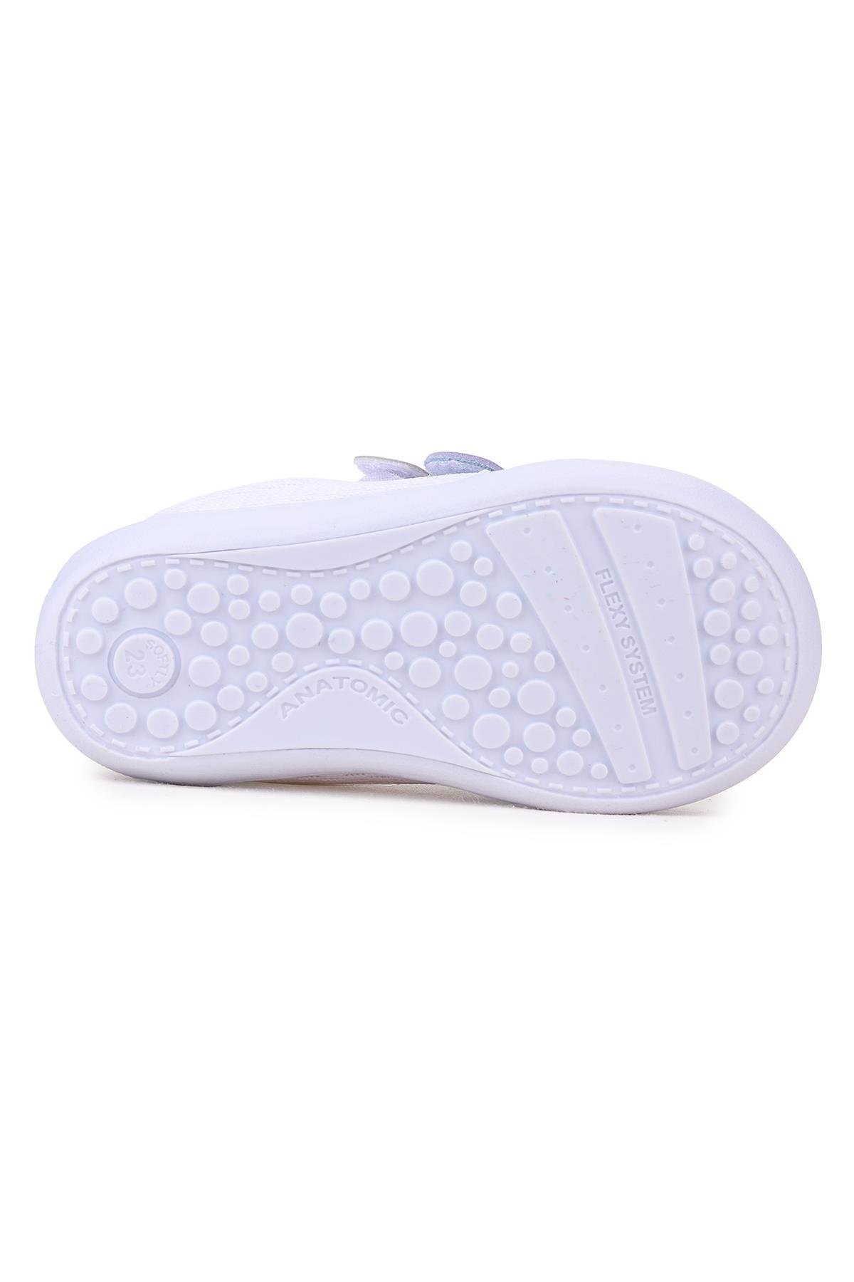 Textile İlk Adım Bebe Cırtlı Erkek Bebek Spor Ayakkabı Beyaz - Mavi