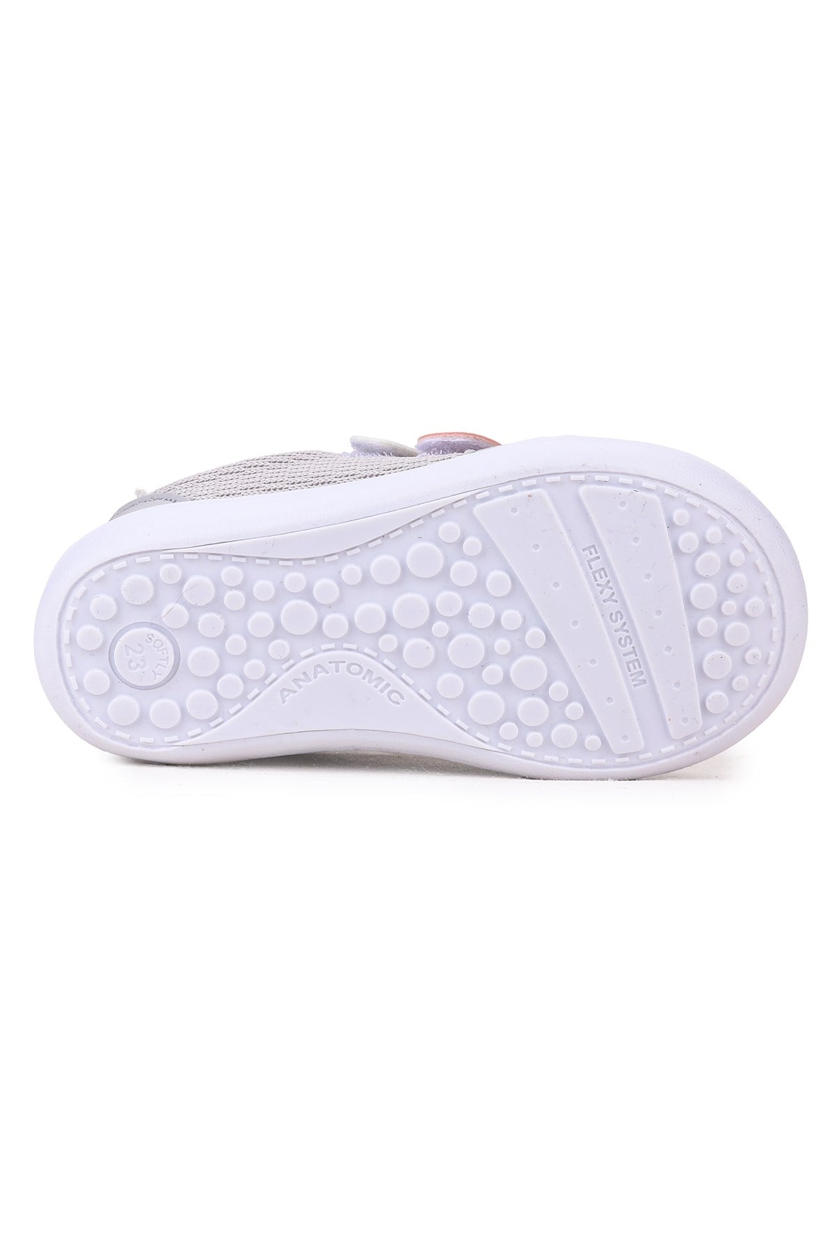 Textile İlk Adım Bebe Cırtlı Kız Bebek Spor Ayakkabı Gri - Pudra