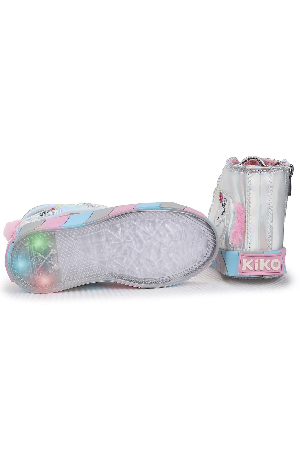 Unicorn Fermuarlı Işıklı Kız Bebek Spor Ayakkabı Gümüş