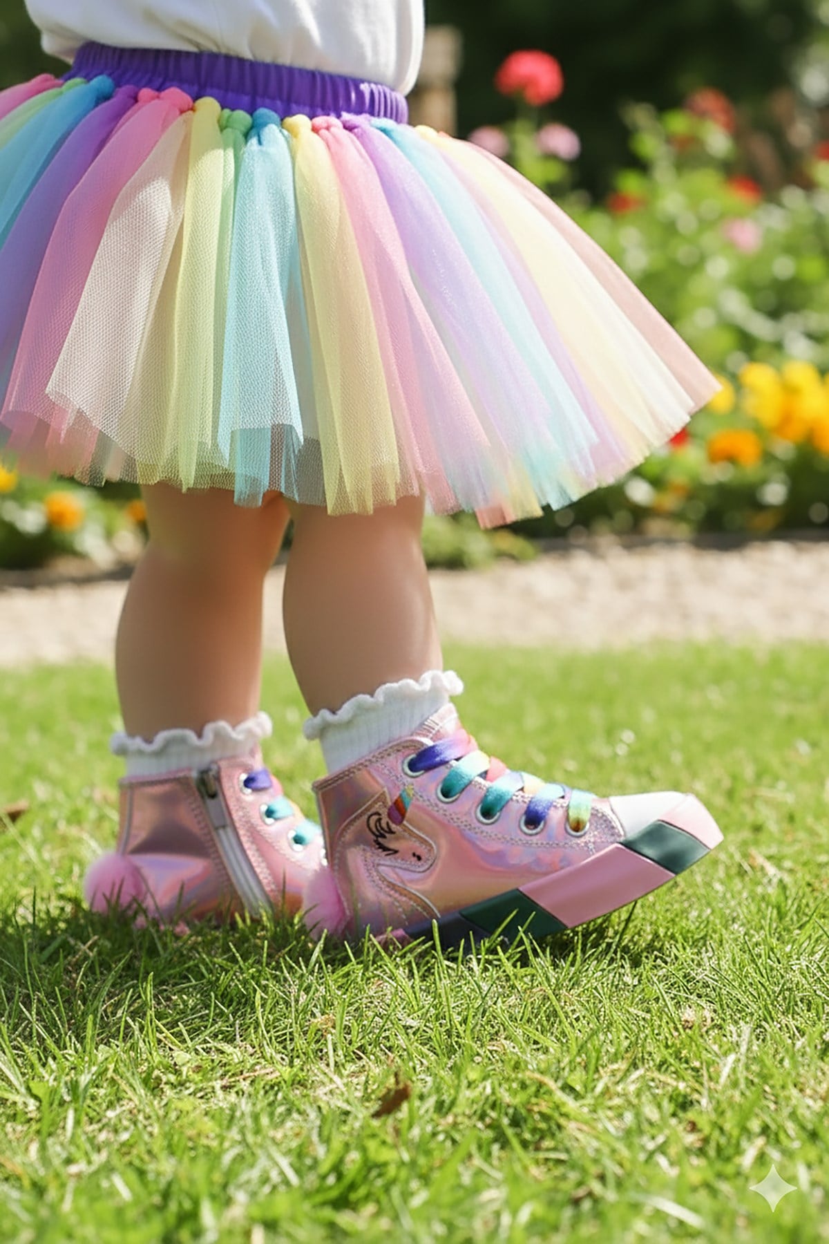 Unicorn Fermuarlı Işıklı Kız Bebek Spor Ayakkabı Pembe