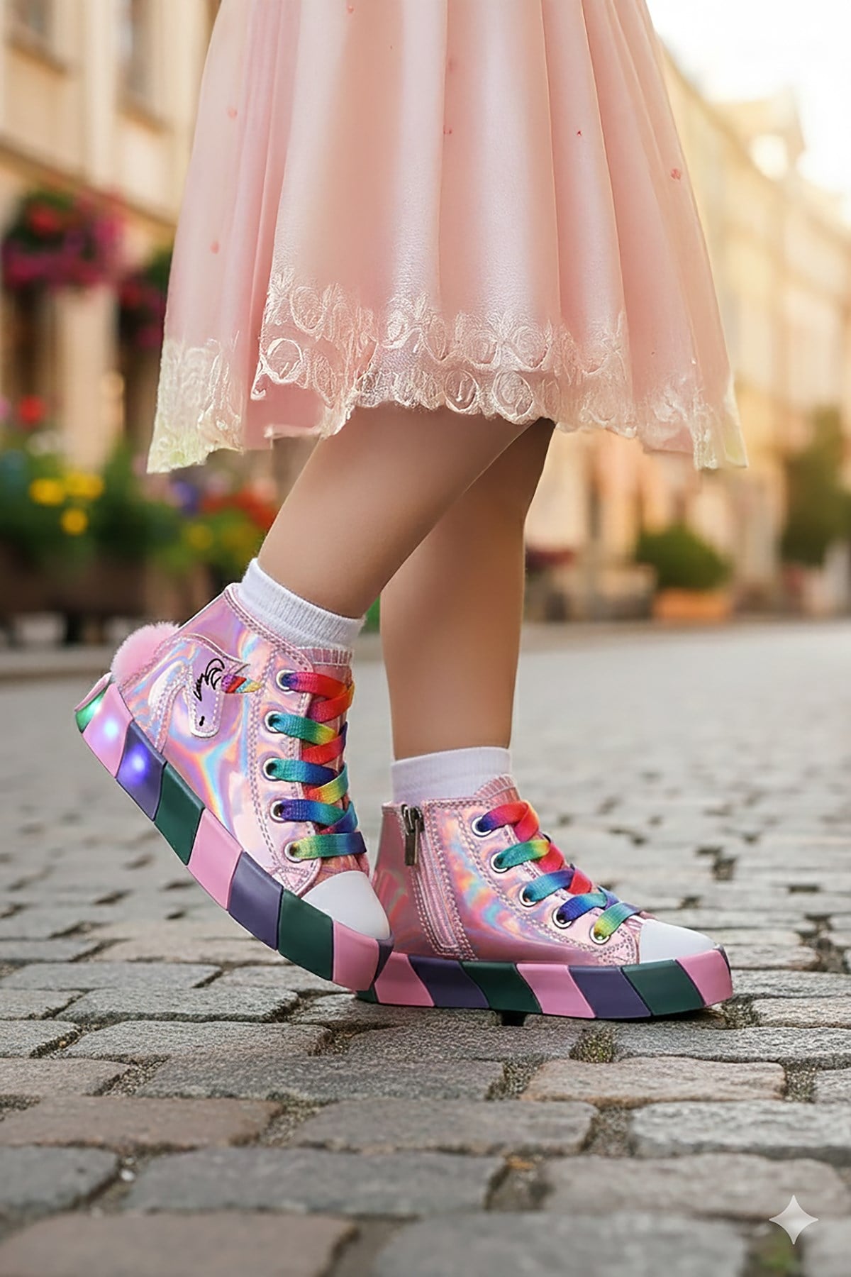 Unicorn Fermuarlı Kız Çocuk Spor Ayakkabı Pembe
