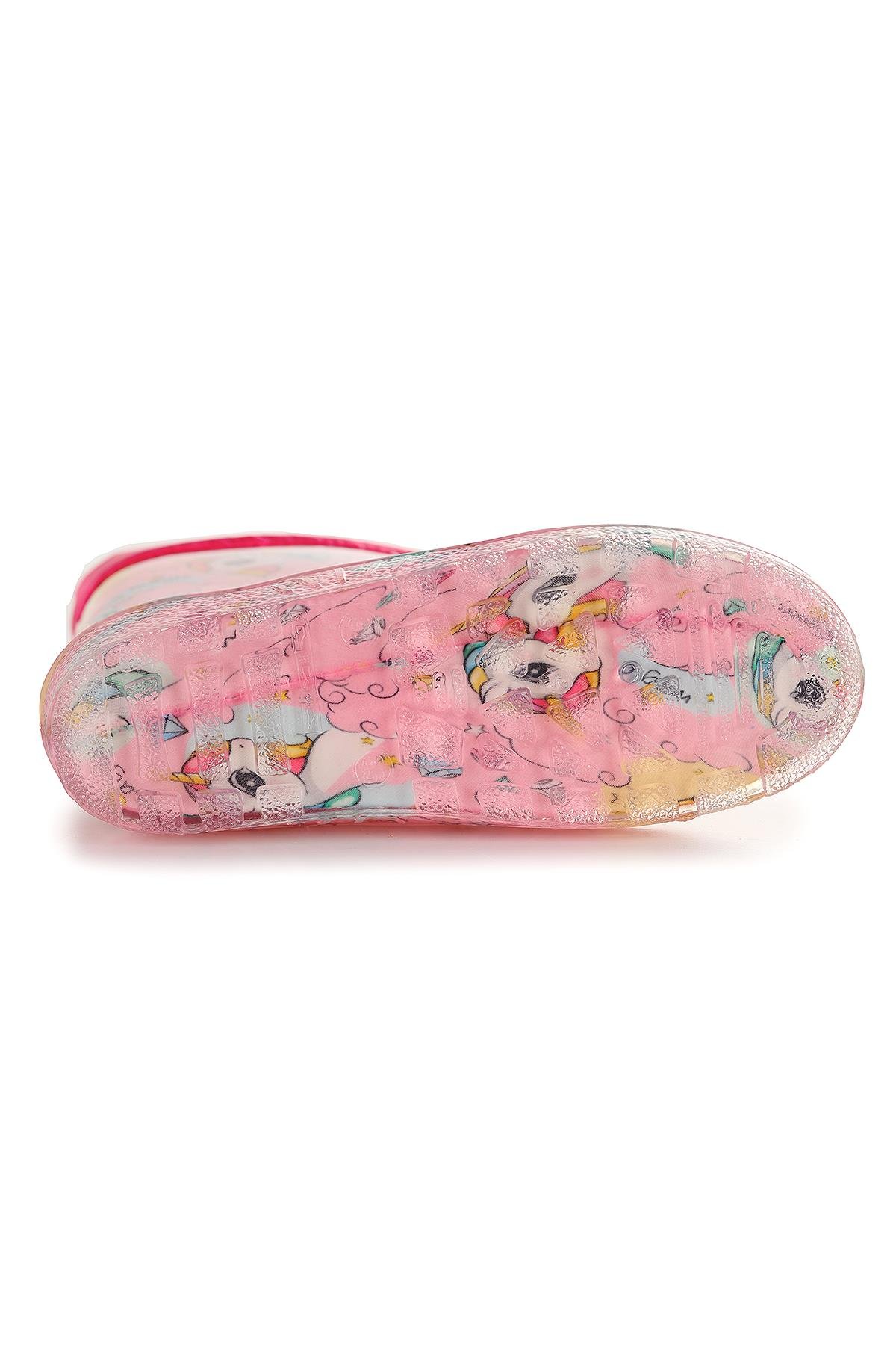 Unicorn Su Geçirmez Kız Çocuk Yağmur Çizmesi Pembe - Turkuaz