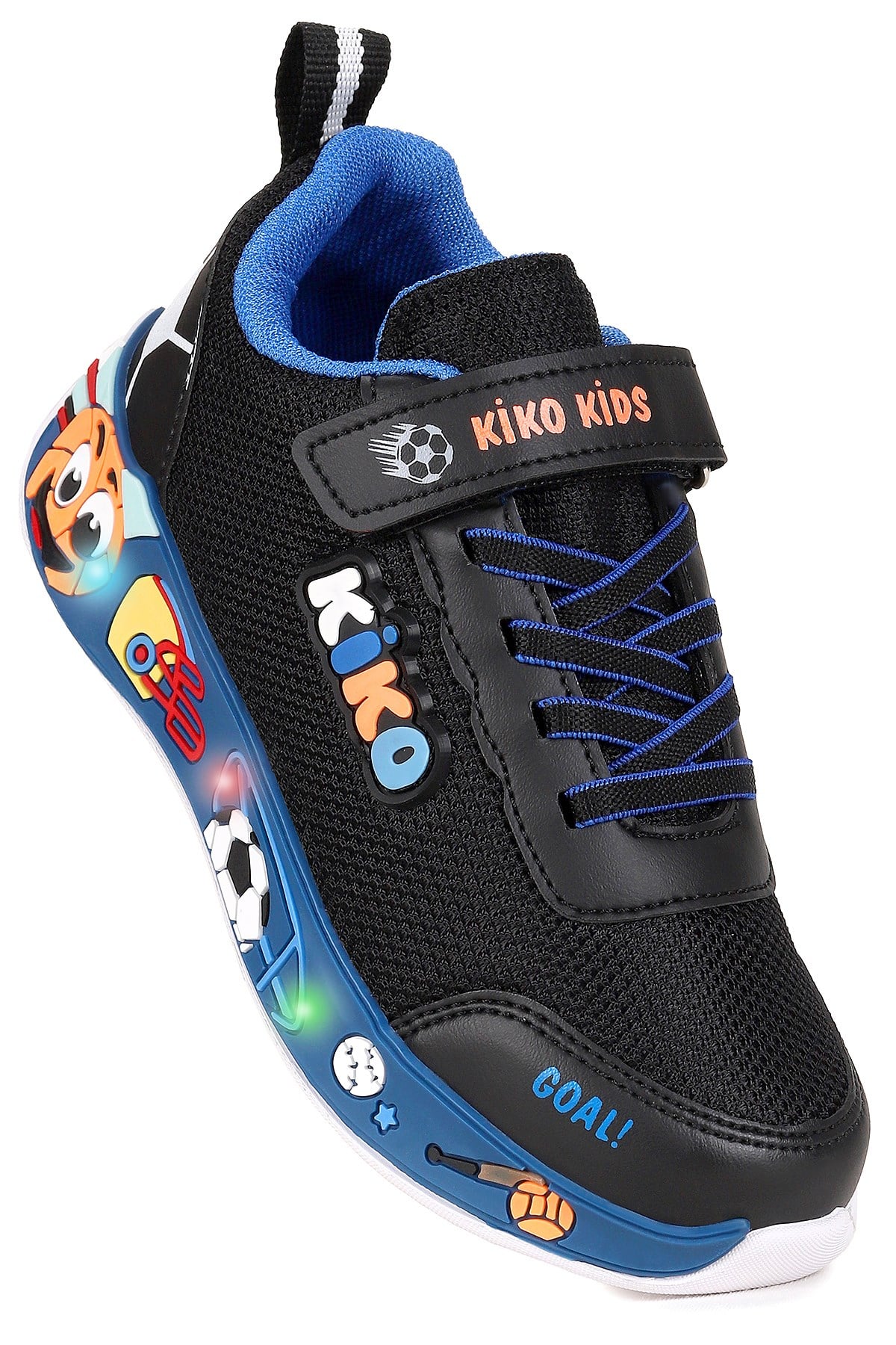 Velcro Işıklı Günlük Cırtlı Erkek Çocuk Spor Ayakkabı Siyah - Saks