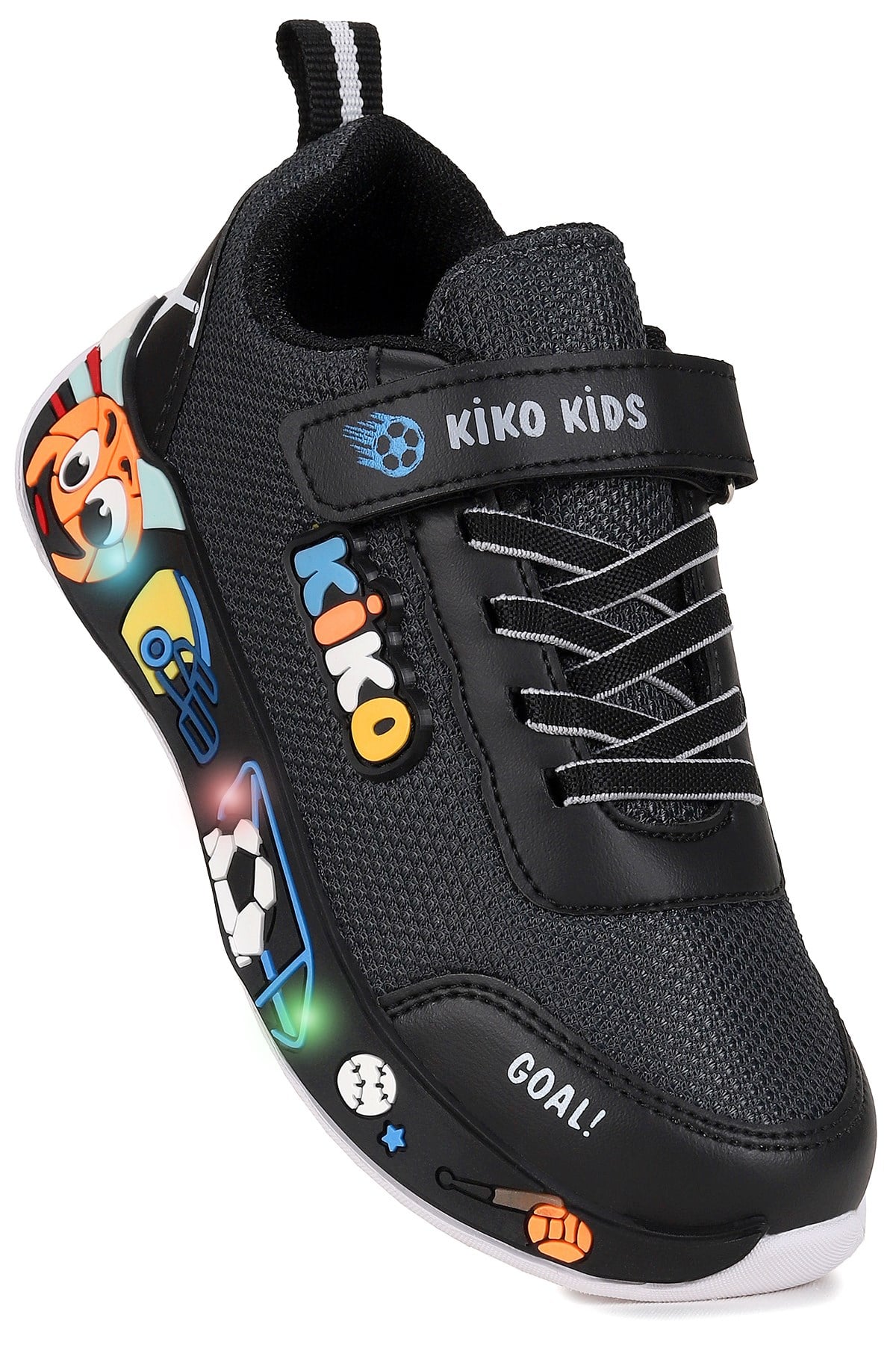 Velcro Işıklı Günlük Cırtlı Erkek Çocuk Spor Ayakkabı Siyah - Füme