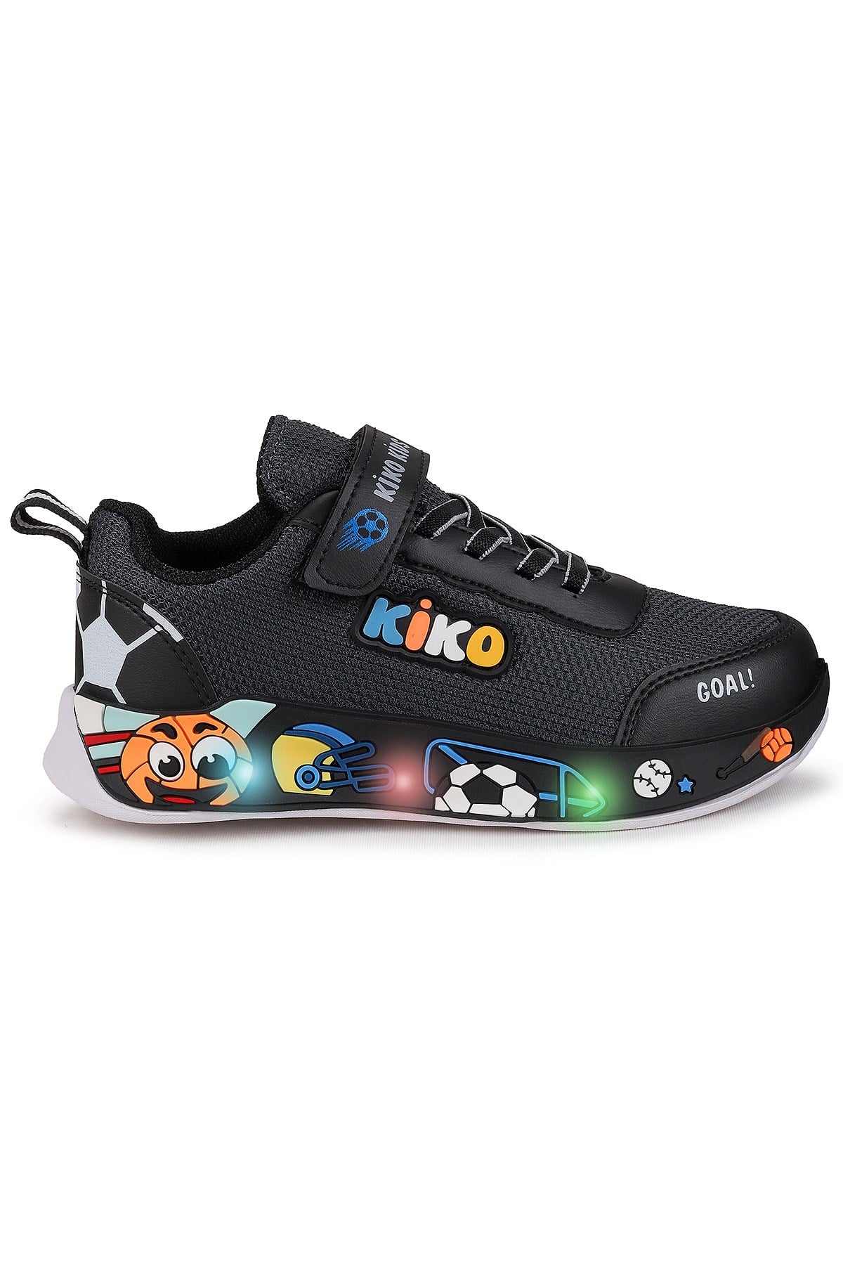 Velcro Işıklı Günlük Cırtlı Erkek Çocuk Spor Ayakkabı Siyah - Füme