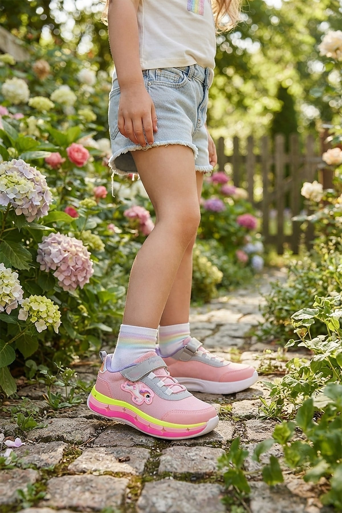 Venzo Unicorn Cırtlı Kız Çocuk Spor Ayakkabı Pembe - Buz