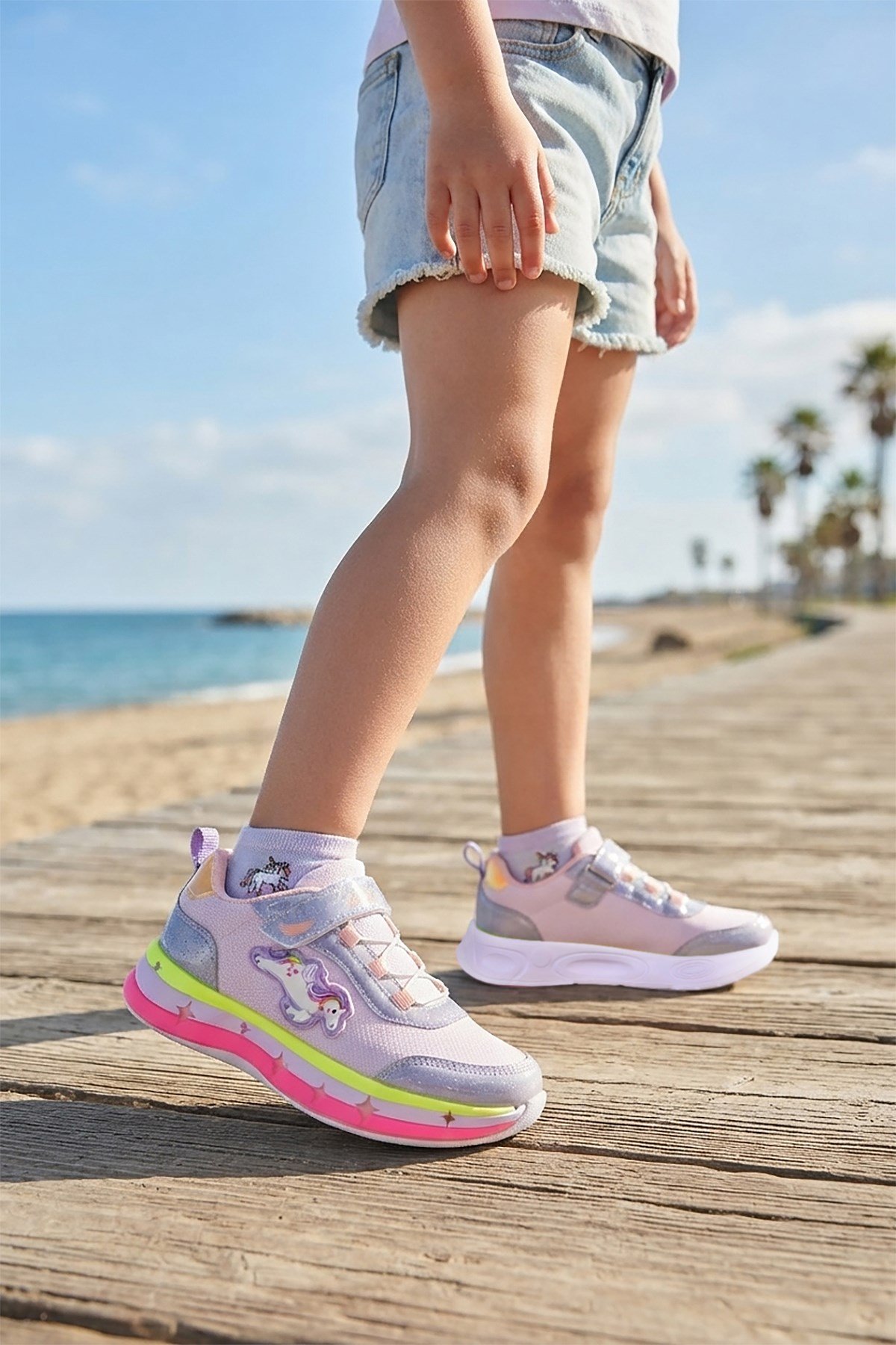 Venzo Unicorn Cırtlı Kız Çocuk Spor Ayakkabı Lila