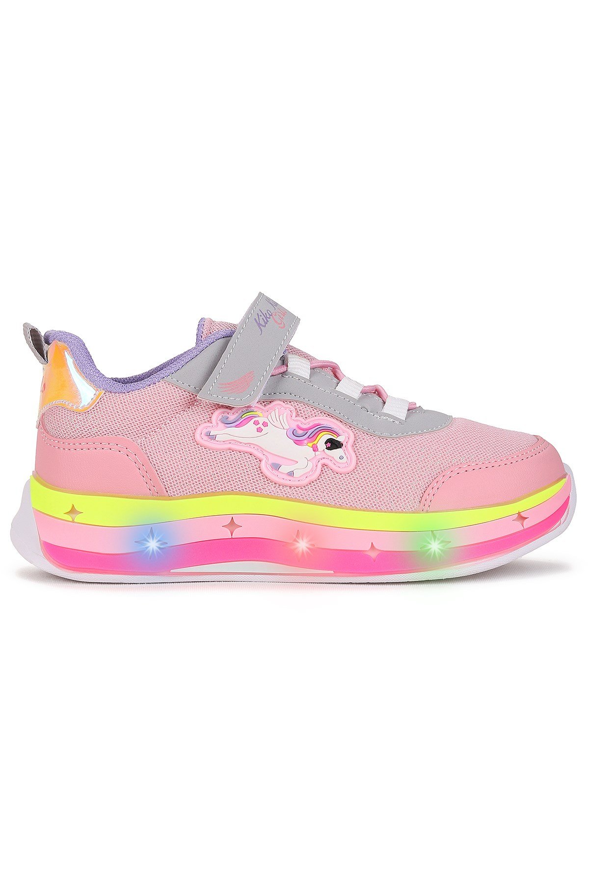 Venzo Unicorn Işıklı Cırtlı Kız Çocuk Spor Ayakkabı Pembe - Buz