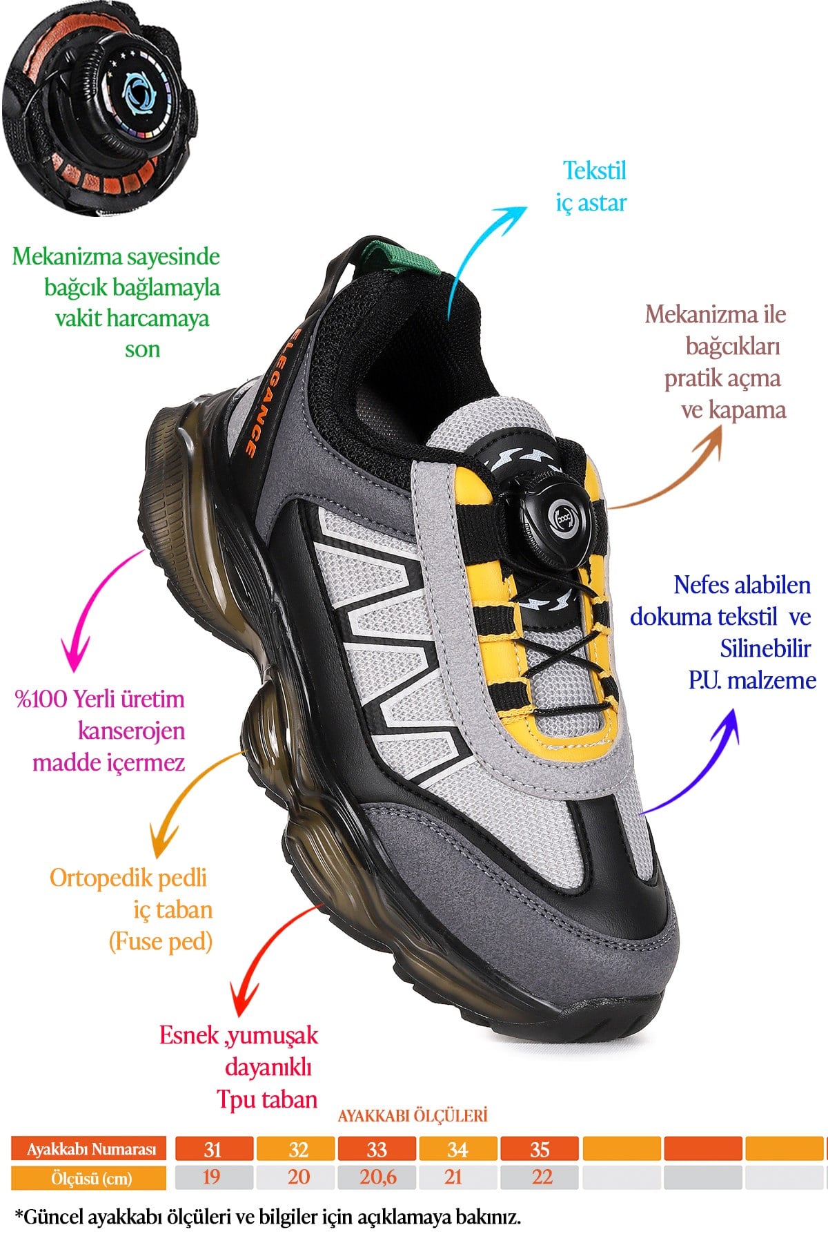 Vortex Günlük Şeffaf Taban Erkek Çocuk Spor Ayakkabı Füme - Buz - Siyah