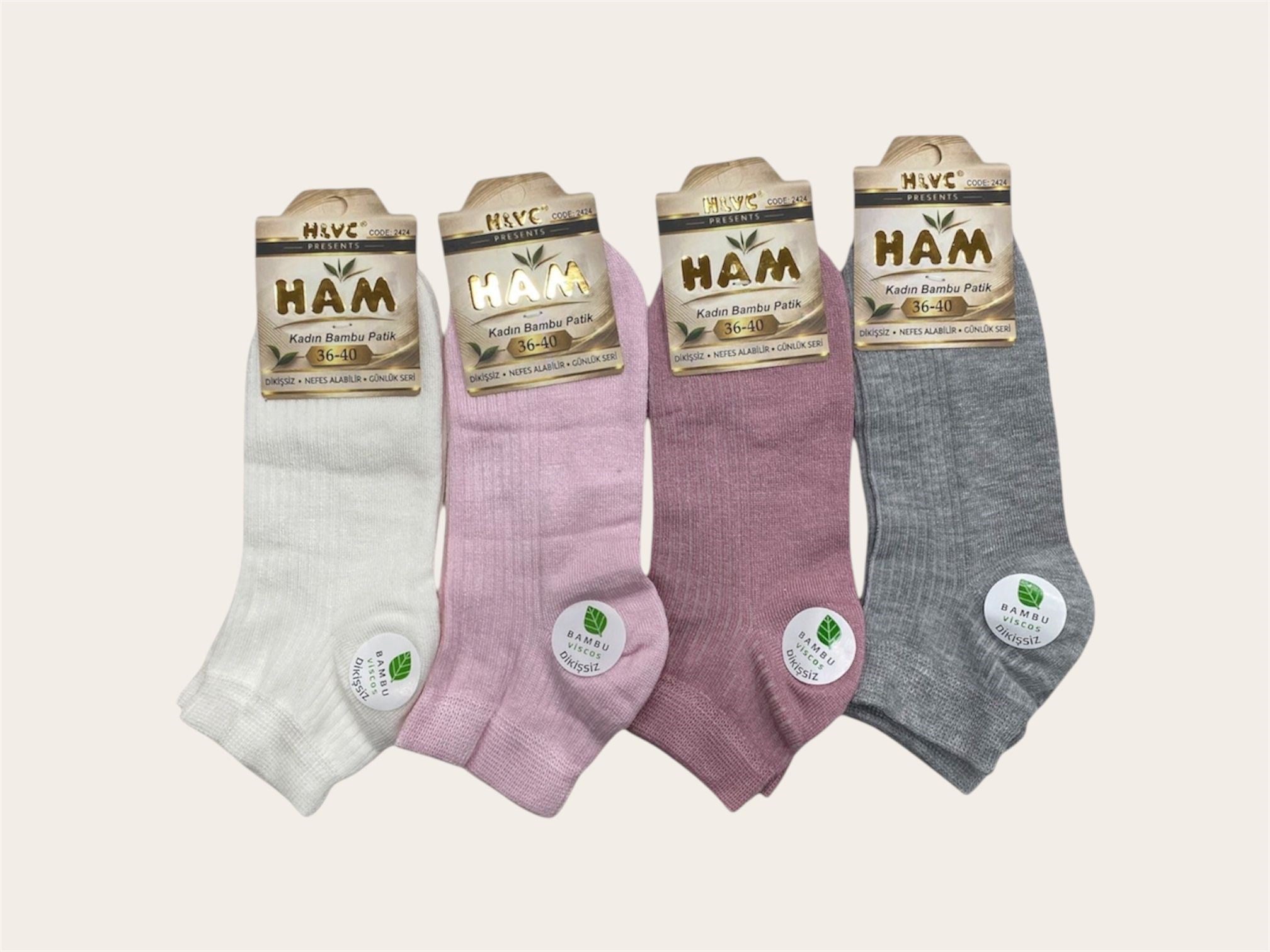 Ham Kadın Viskon Bambu Patik ( 12 ADET )