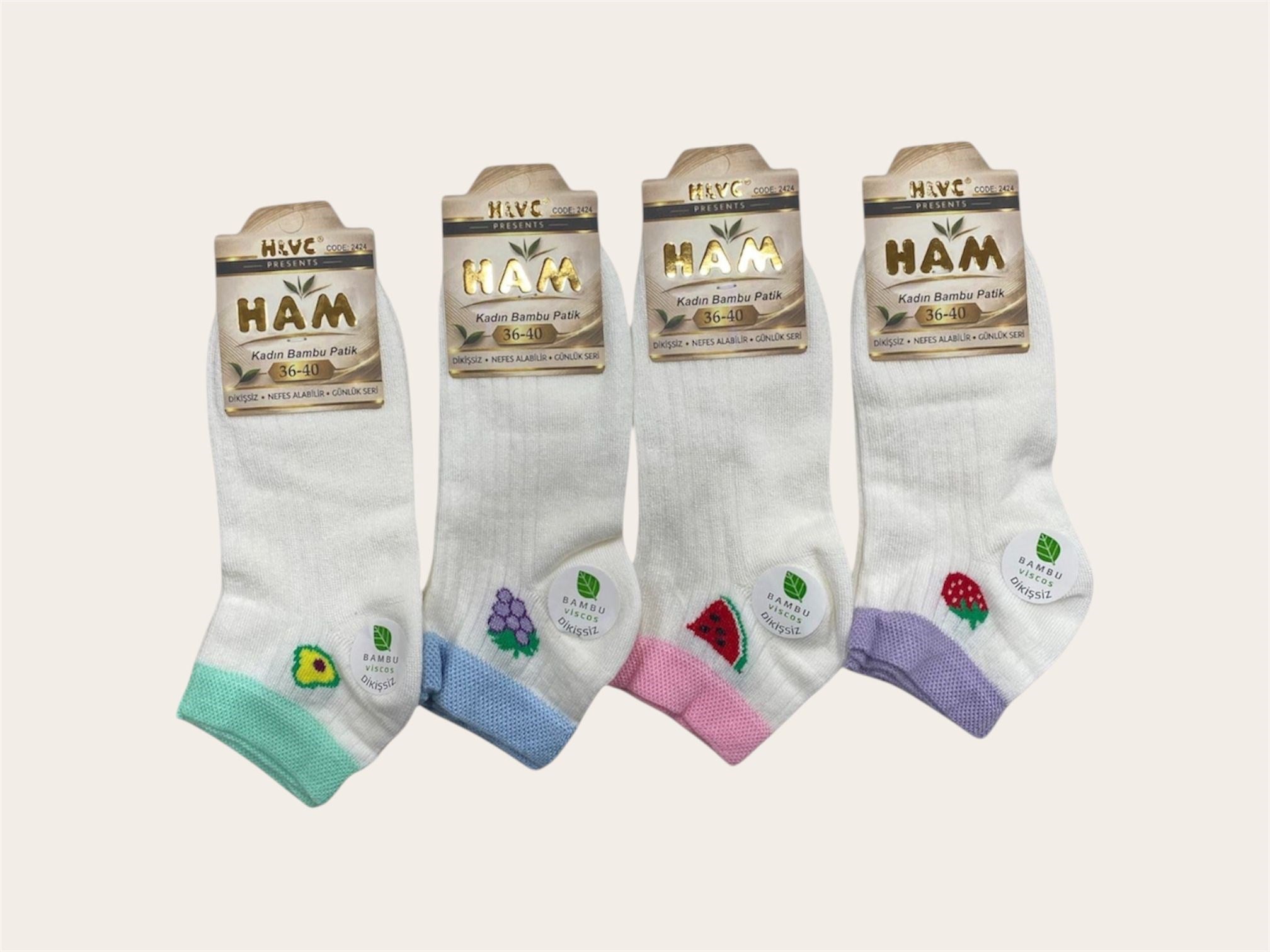Ham Kadın Viskon Bambu Patik ( 12 ADET )