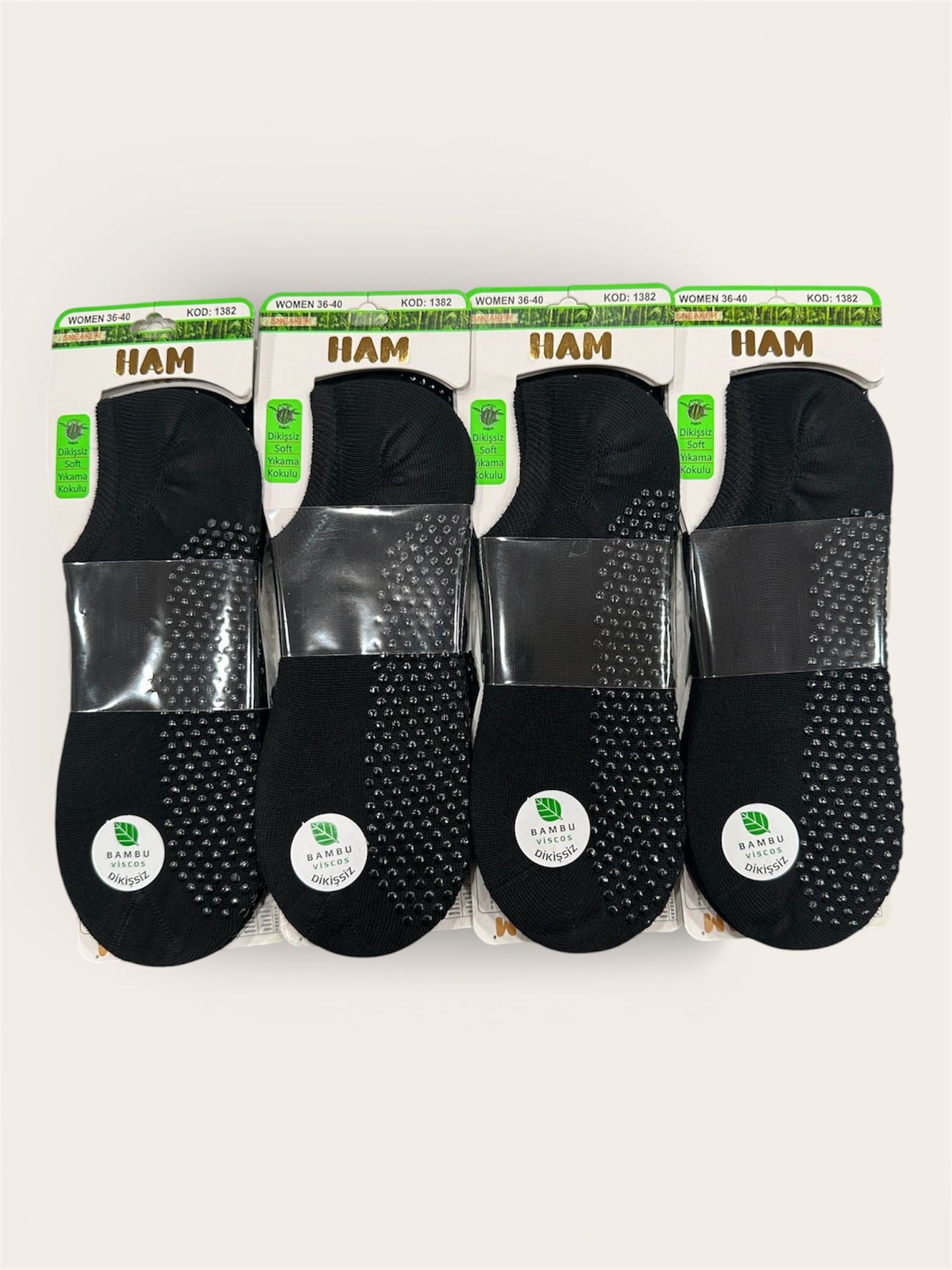 Ham Kadın Viskon Bambu Sneaker Taban Altı Kaydırmaz  ( 12 Adet )