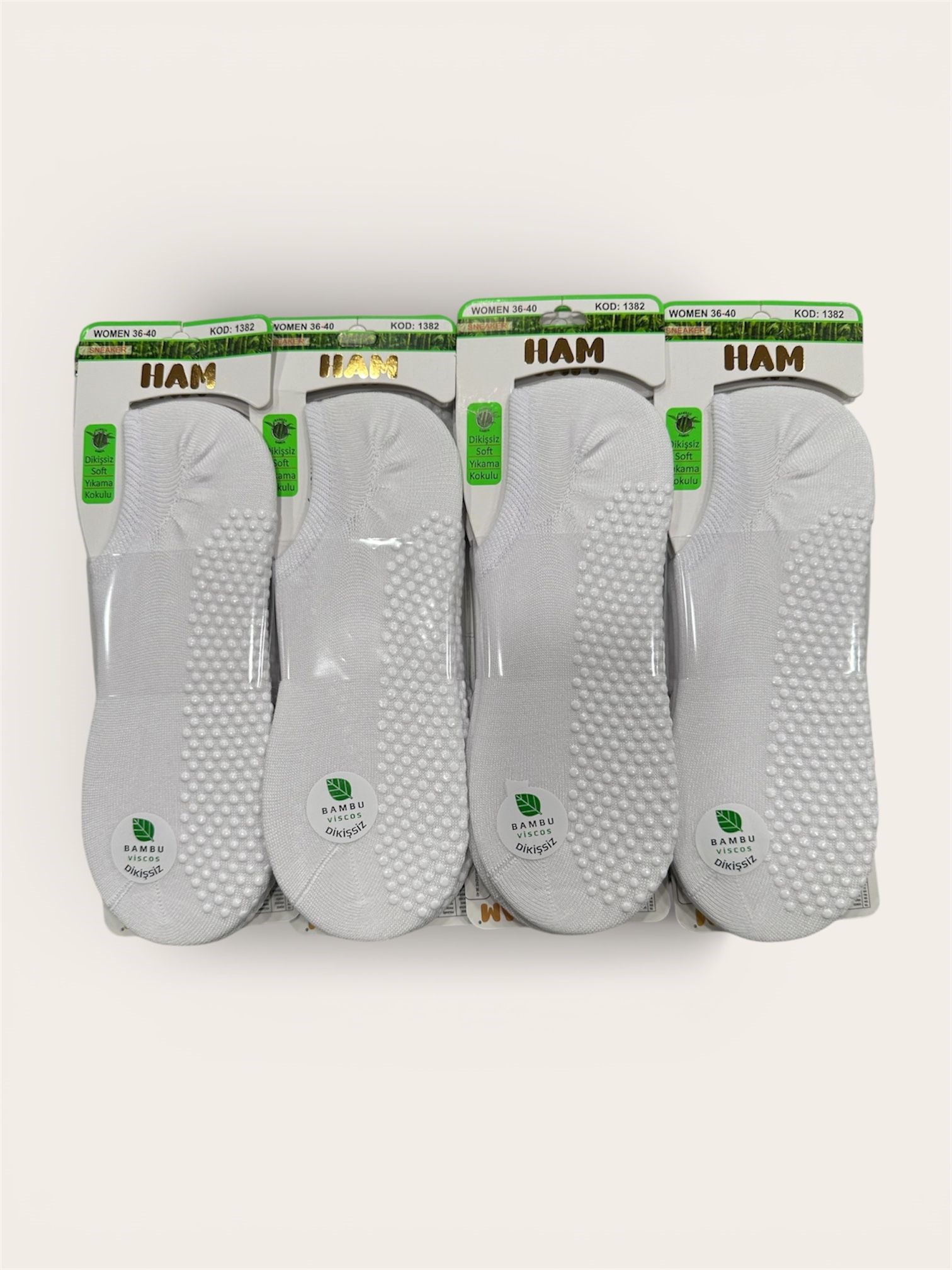 Ham Kadın Viskon Bambu Sneaker Taban Altı Kaydırmaz  ( 12 Adet )