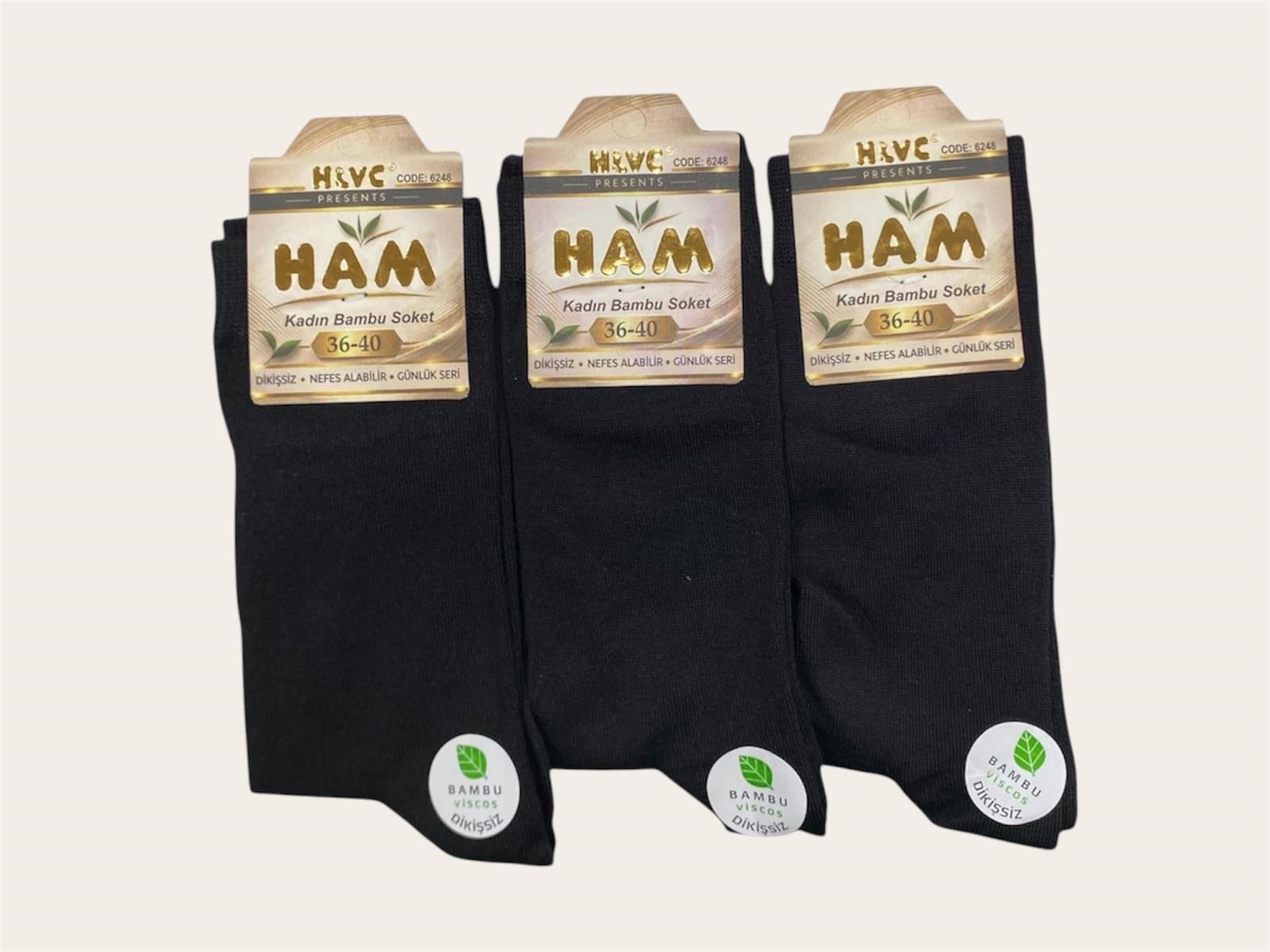 Ham Kadın Viskon Bambu Soket ( 12 ADET )