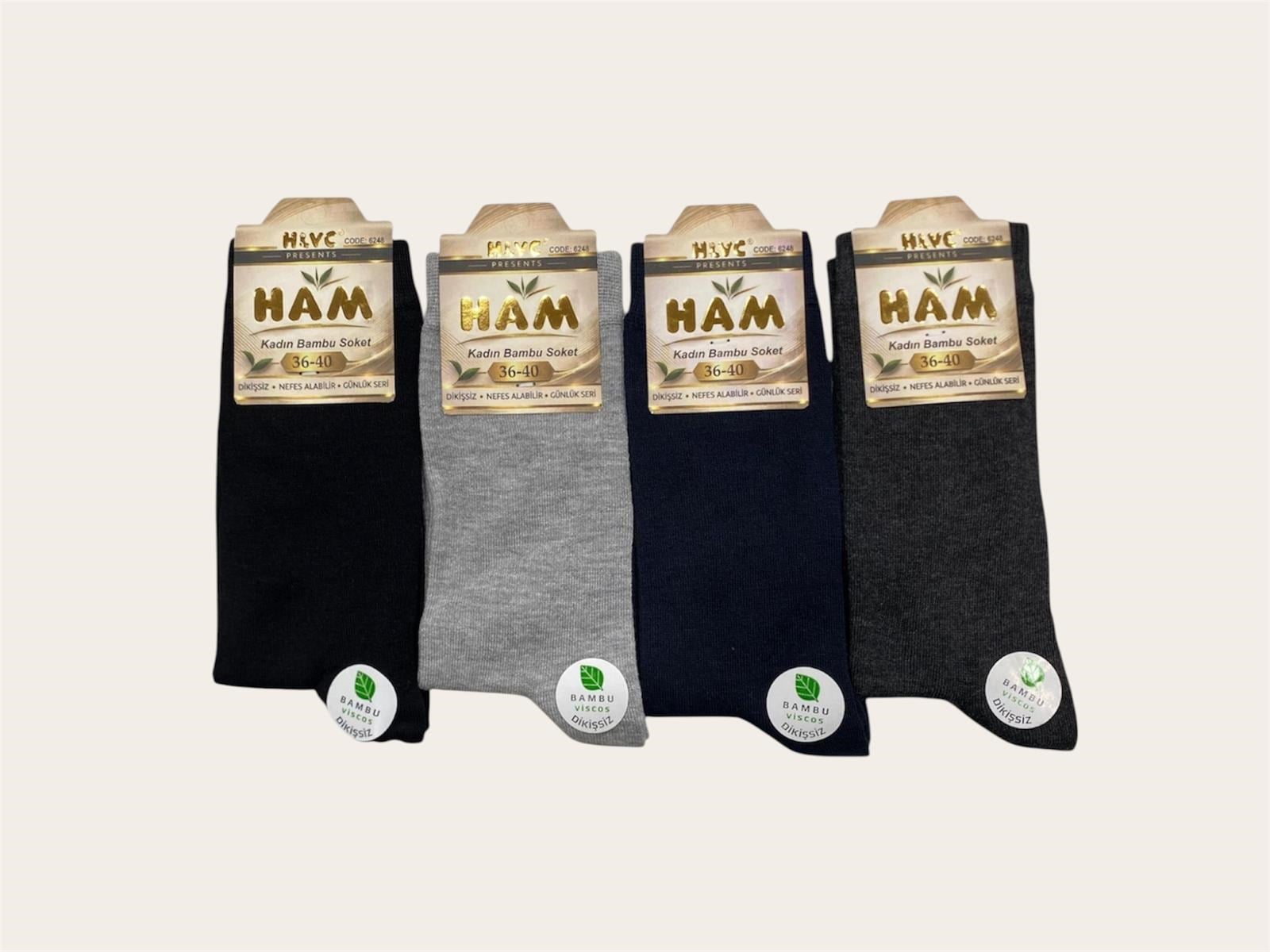 Ham Kadın Viskon Bambu Soket ( 12 ADET )
