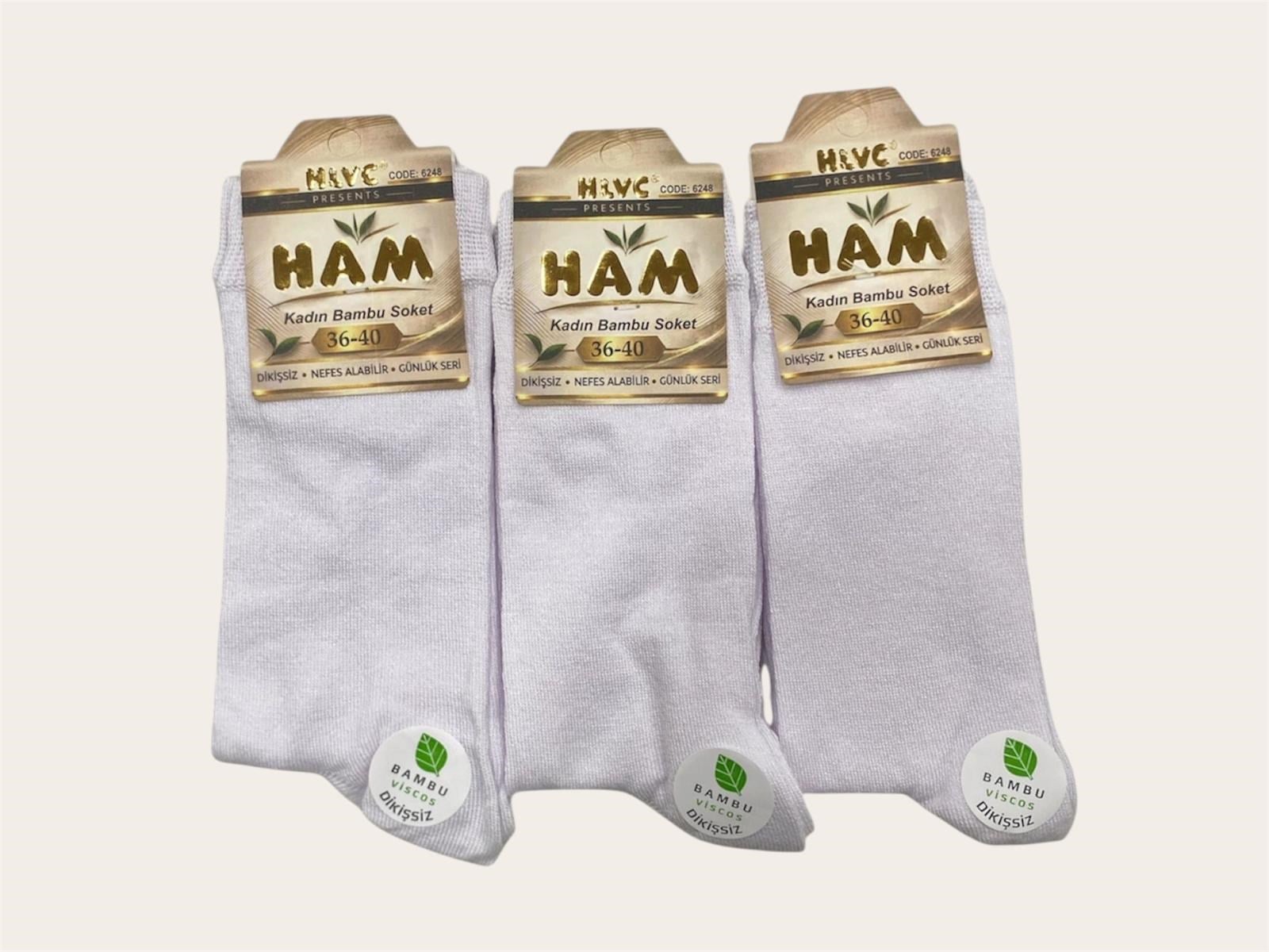 Ham Kadın Viskon Bambu Soket ( 12 ADET )