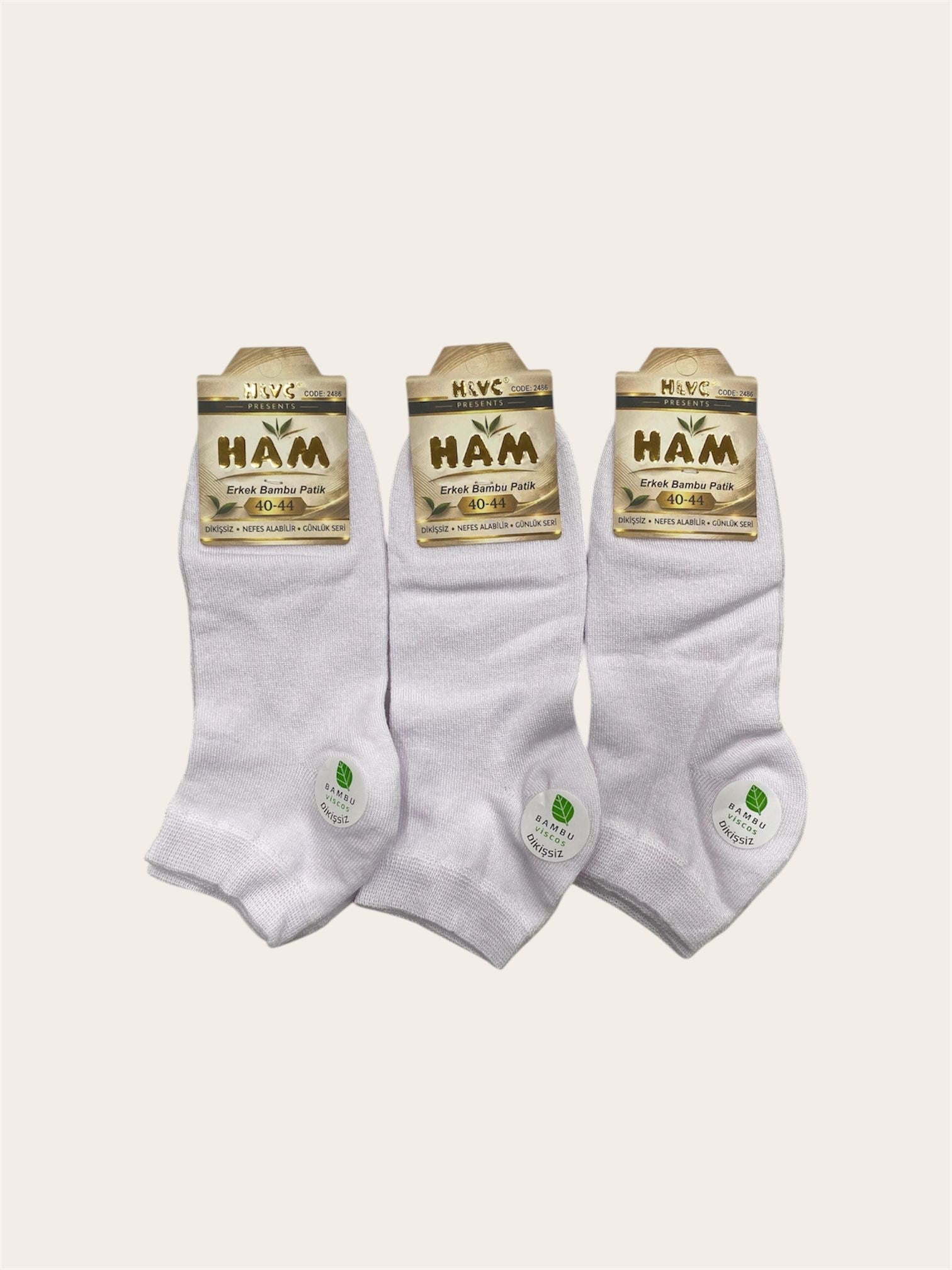 Ham Vİskon Bambu Erkek Patik ( 12 Adet )