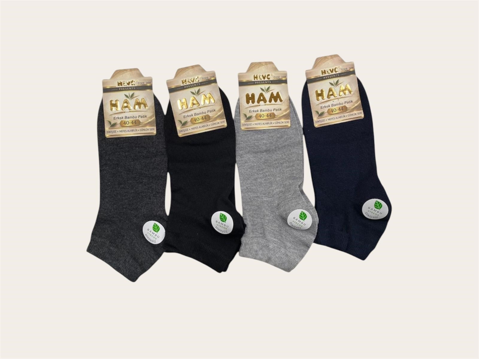 Ham Viskon Bambu Erkek Patik ( 12 Adet )