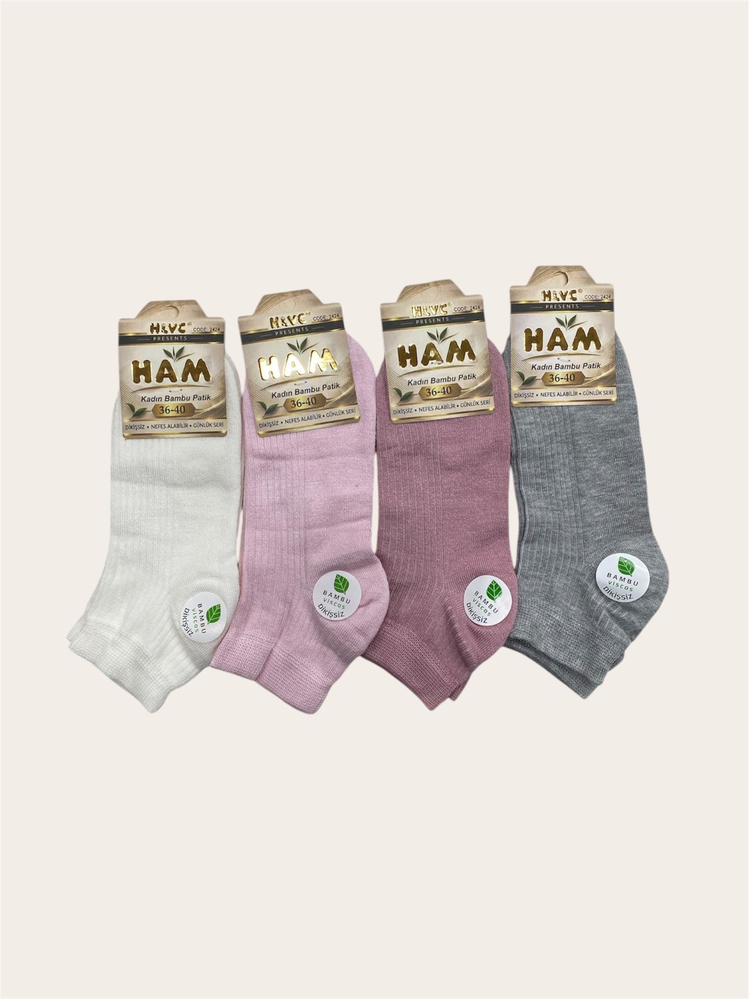 Ham Viskon Bambu Kadın Patik ( 12 ADET )