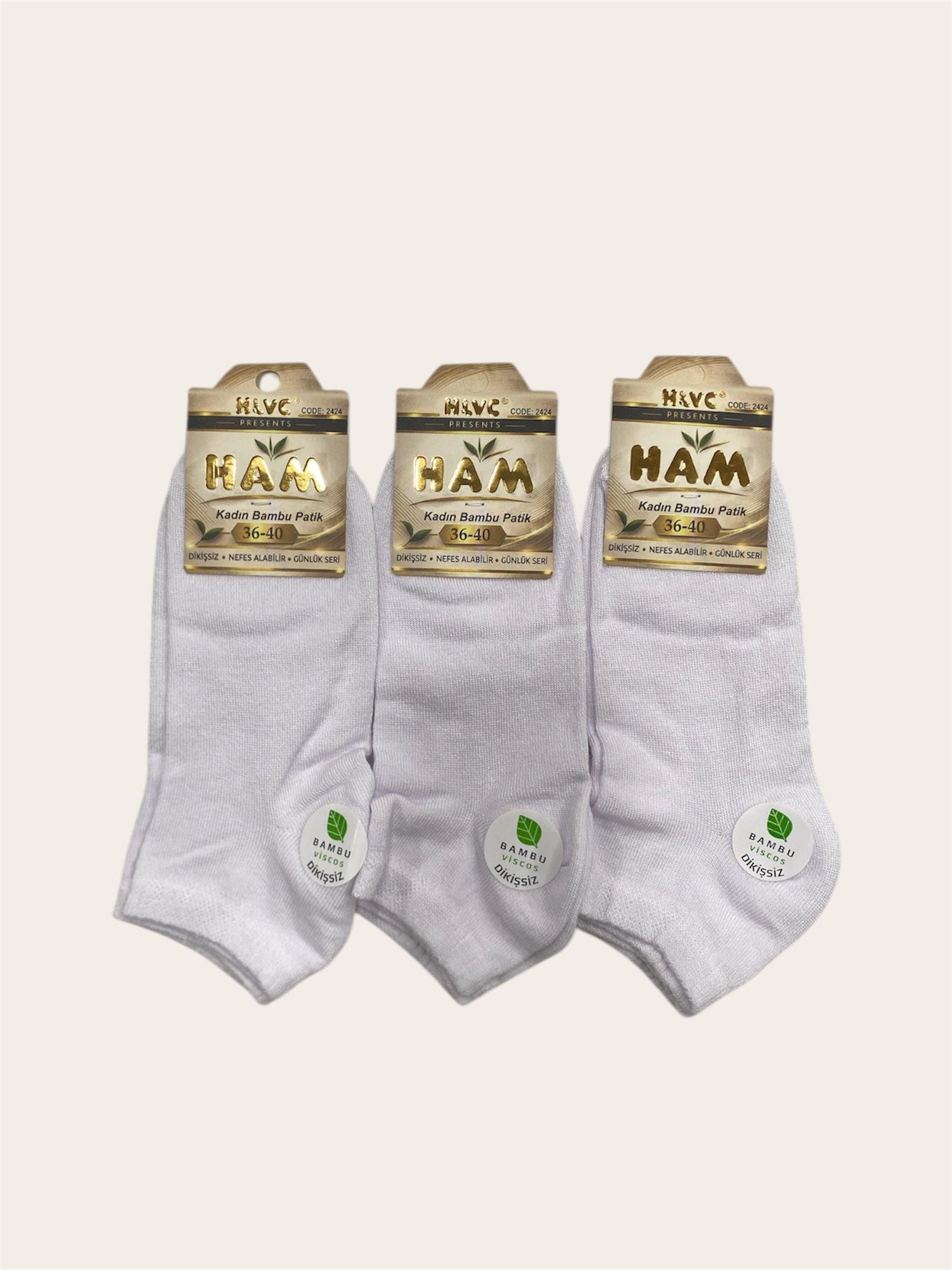 Ham Viskon Bambu Kadın Patik ( 12 ADET )