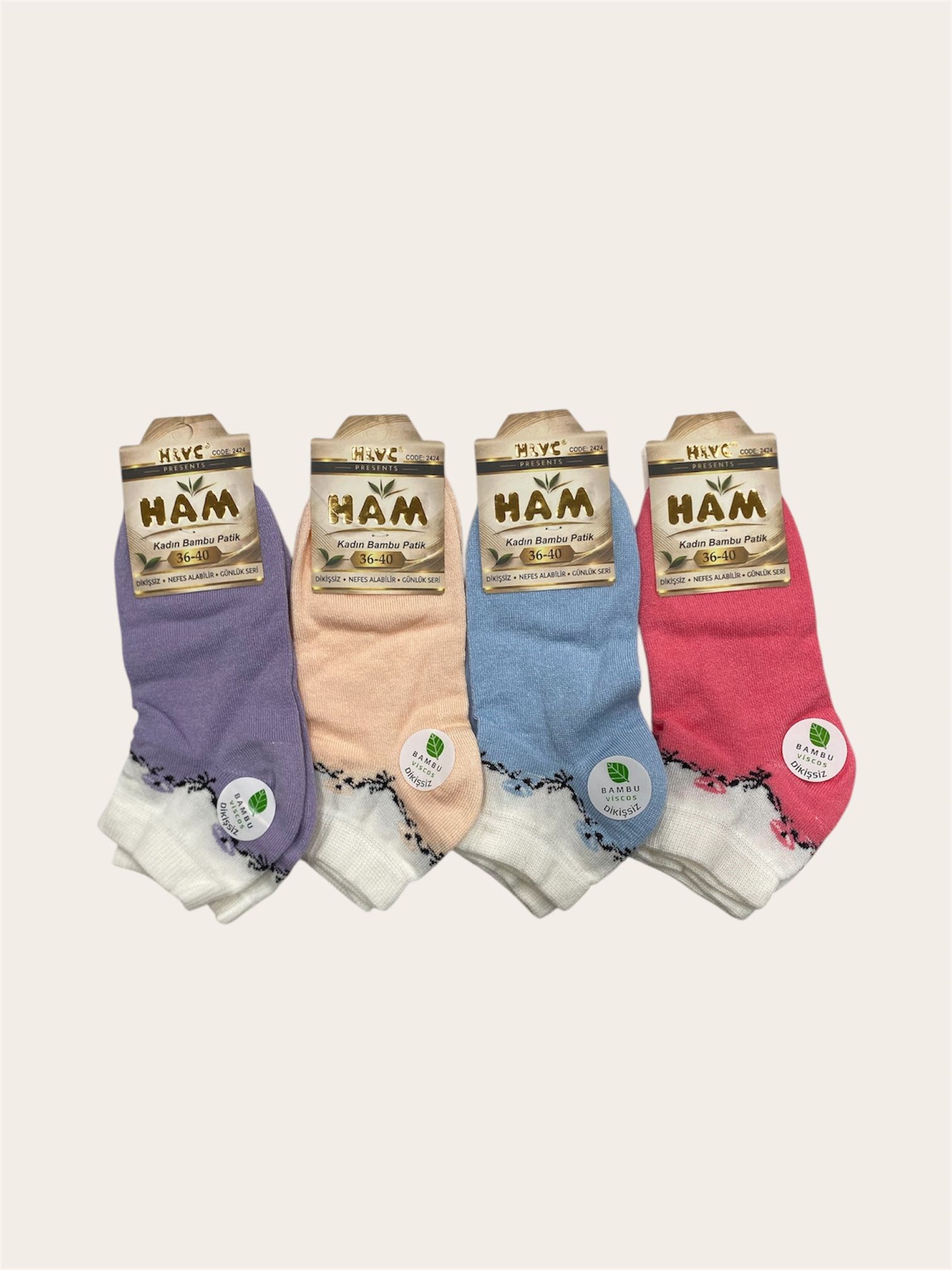 Ham Viskon Bambu Kadın Patik ( 12 ADET )