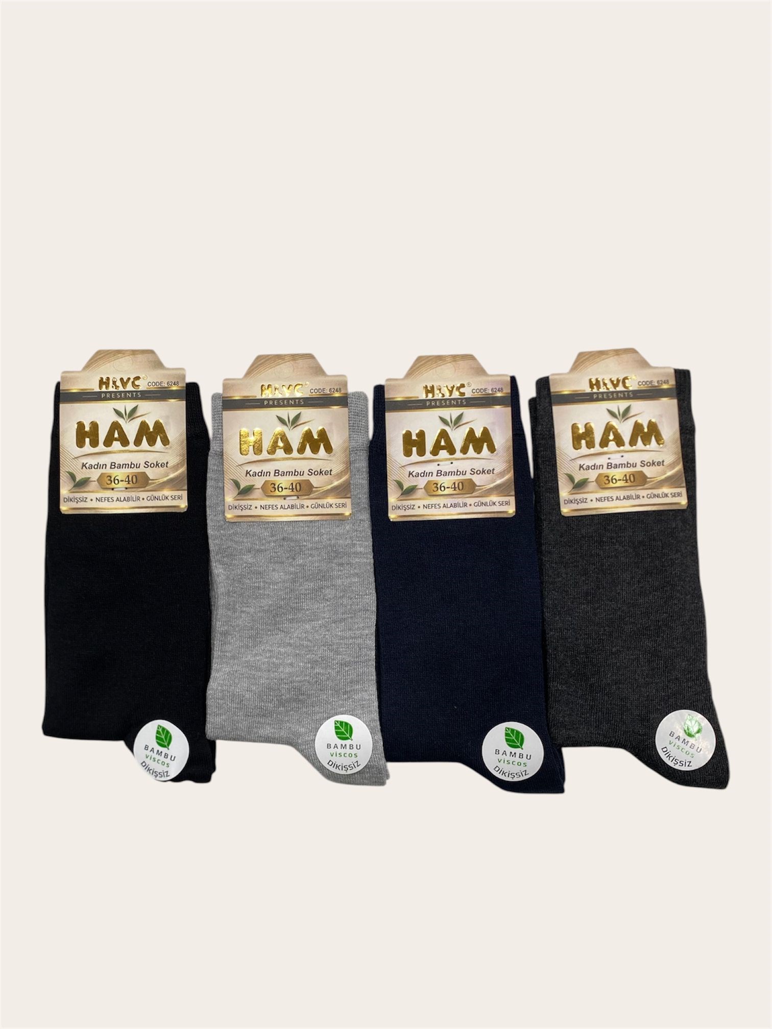 Ham Viskon Bambu Kadın Soket ( 12 ADET )