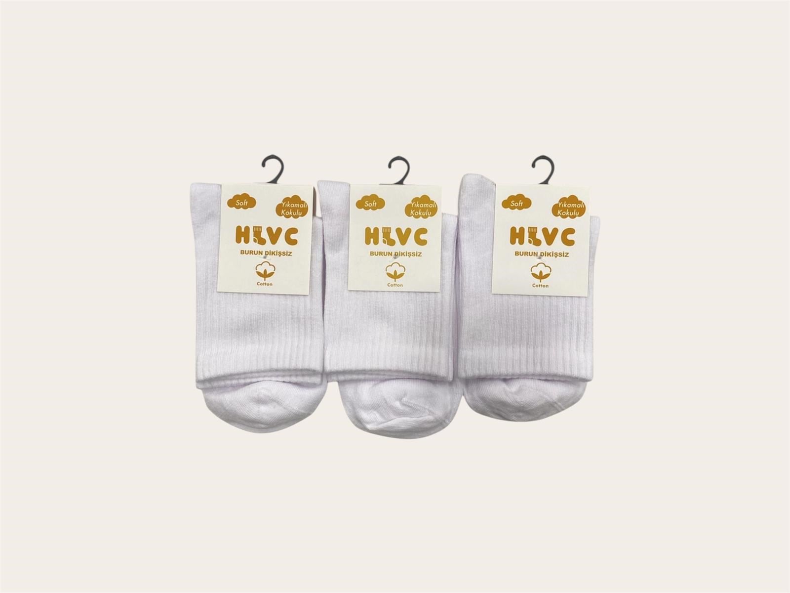 Hlvc Beyaz Kolej Çorabı -Dikişsiz- (12 Çift)