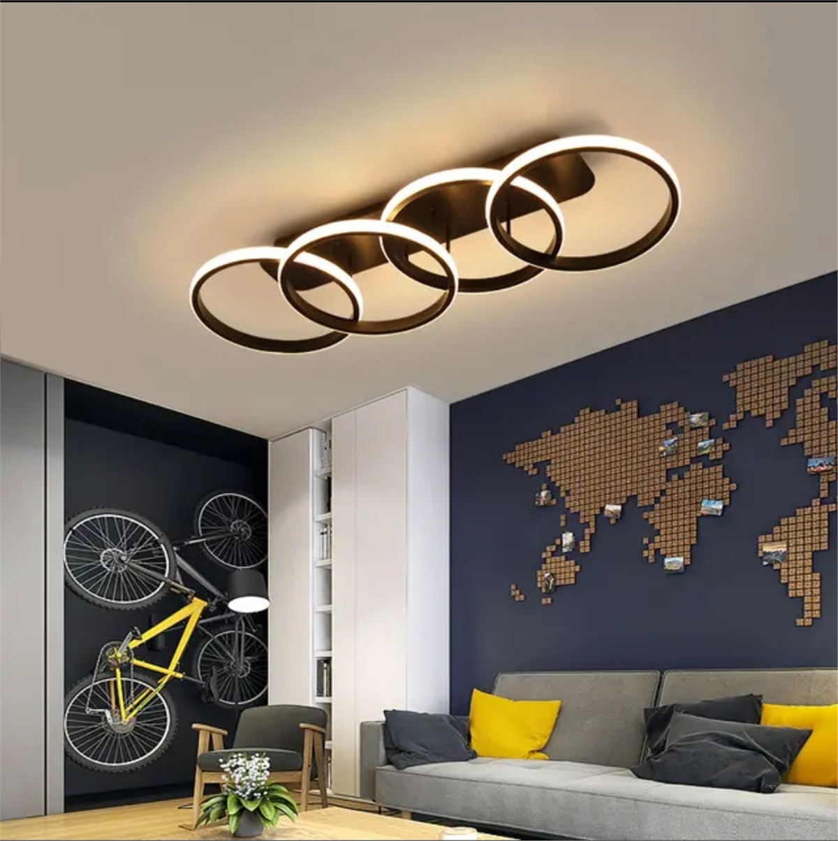PLAFONYER LED AVİZEPLAFONYER LED AVİZE-38-ESKİTME GOLD GÖVDE RENGİ
