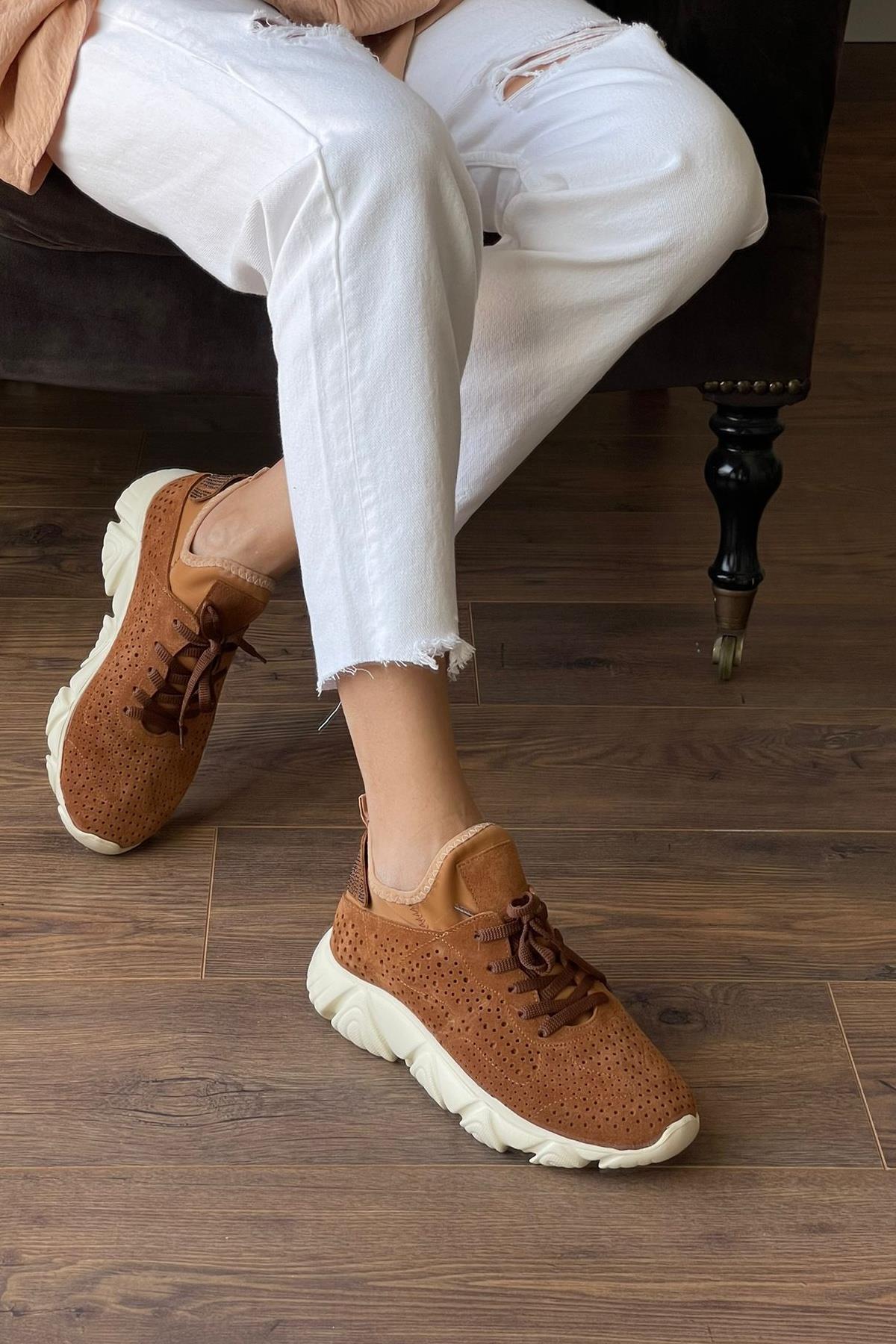 Oslo Taba Hakiki Deri Süet Sneaker