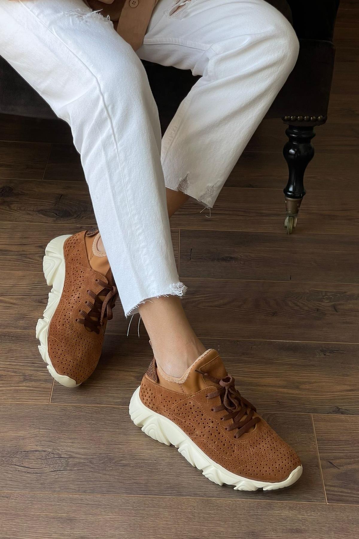 Oslo Taba Hakiki Deri Süet Sneaker