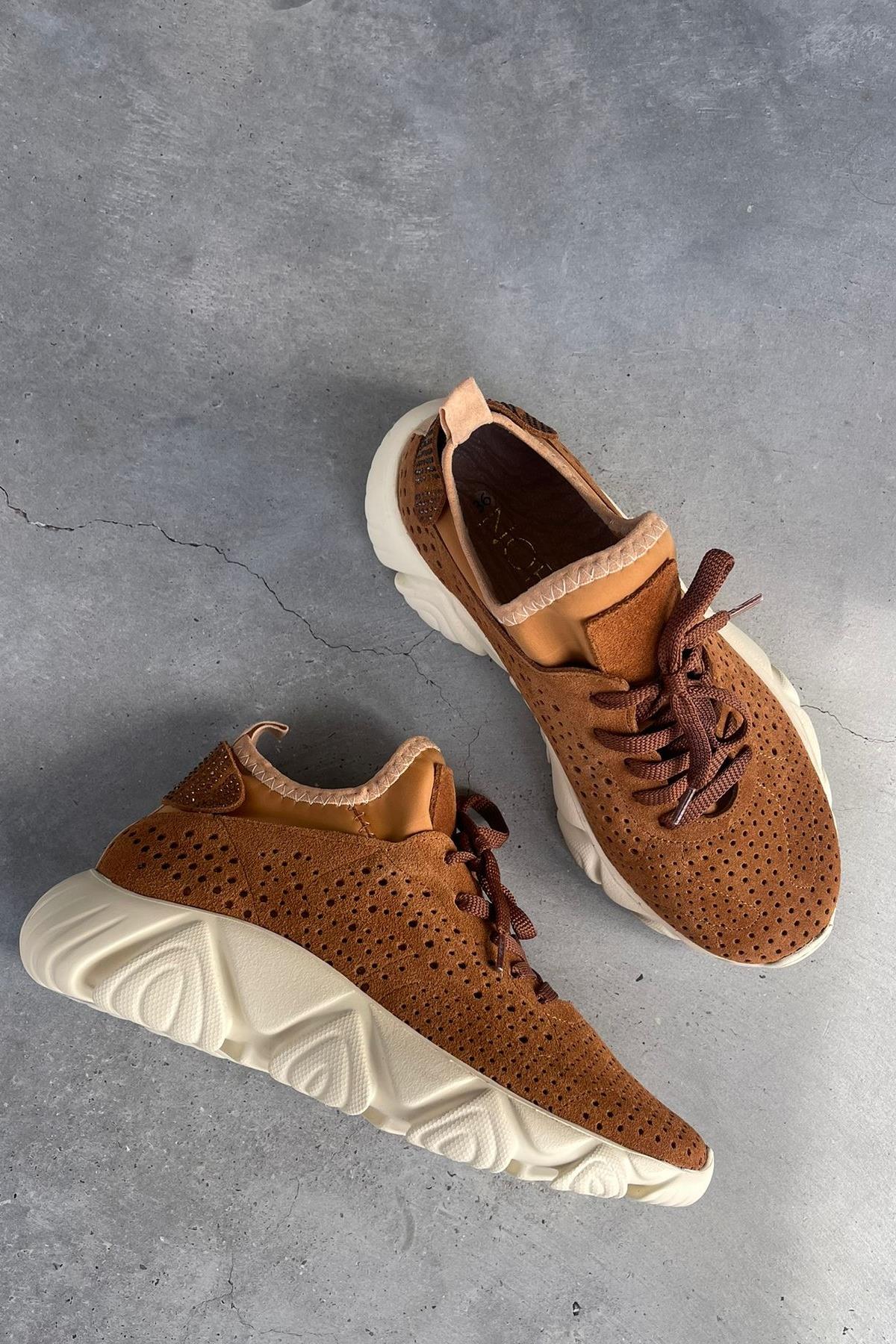 Oslo Taba Hakiki Deri Süet Sneaker