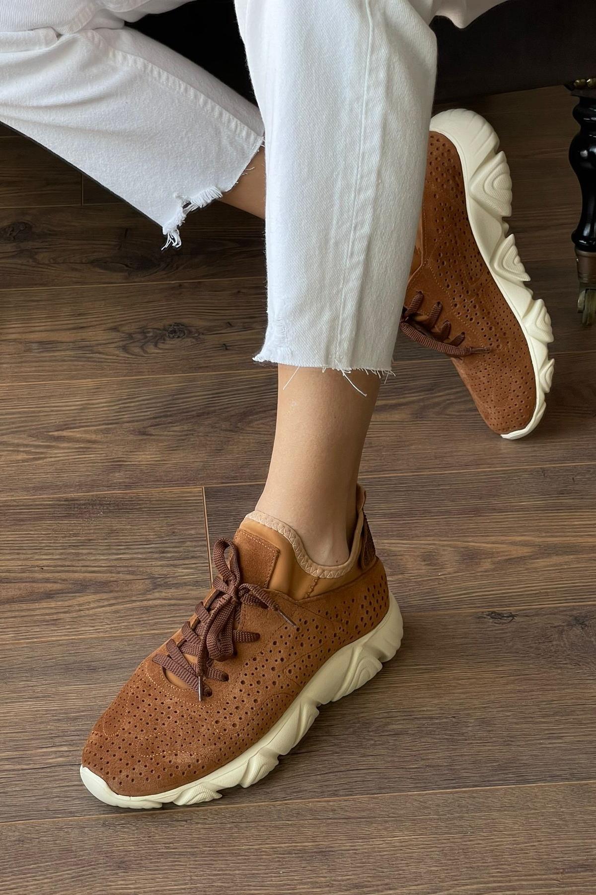 Oslo Taba Hakiki Deri Süet Sneaker