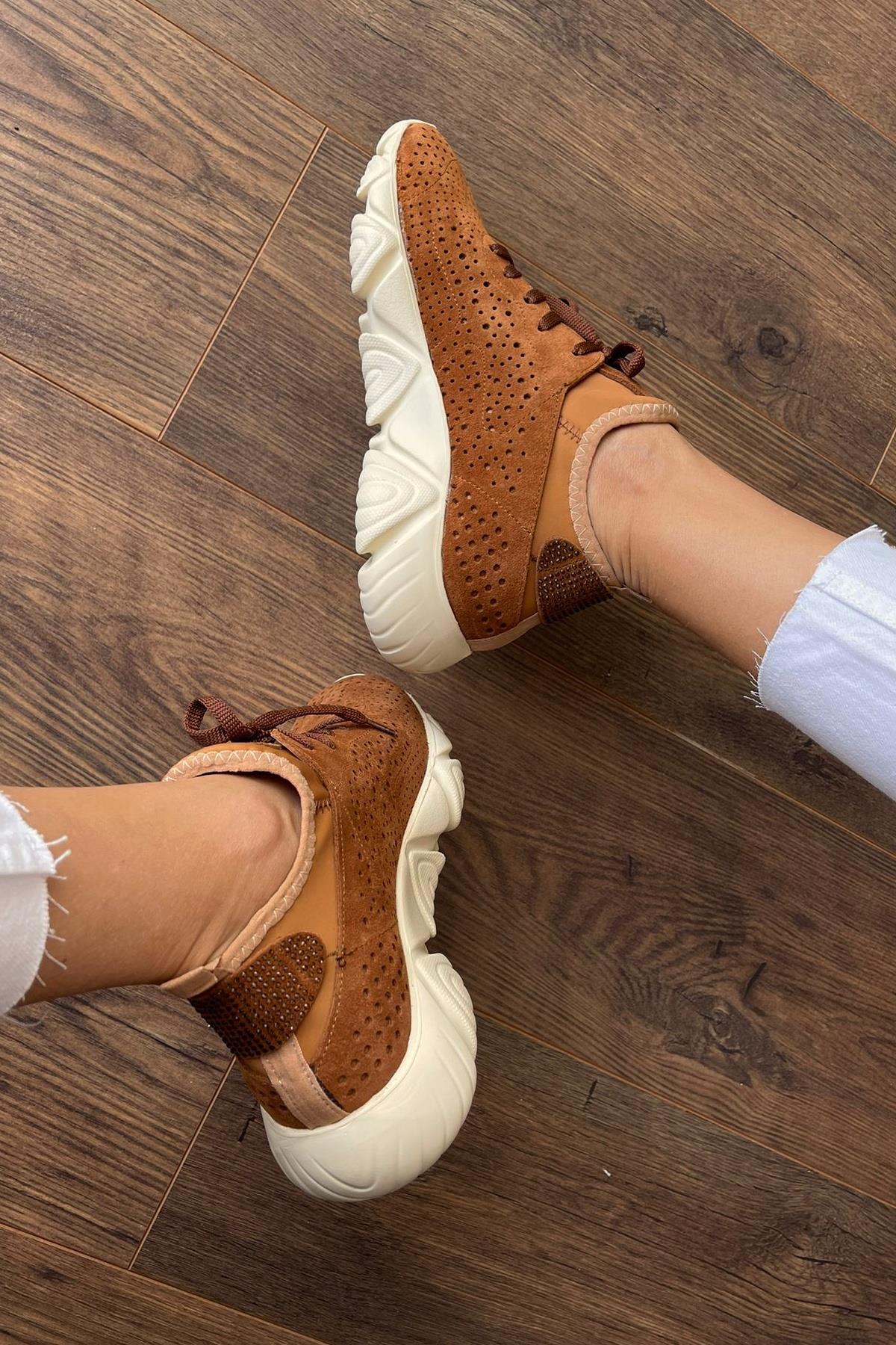 Oslo Taba Hakiki Deri Süet Sneaker