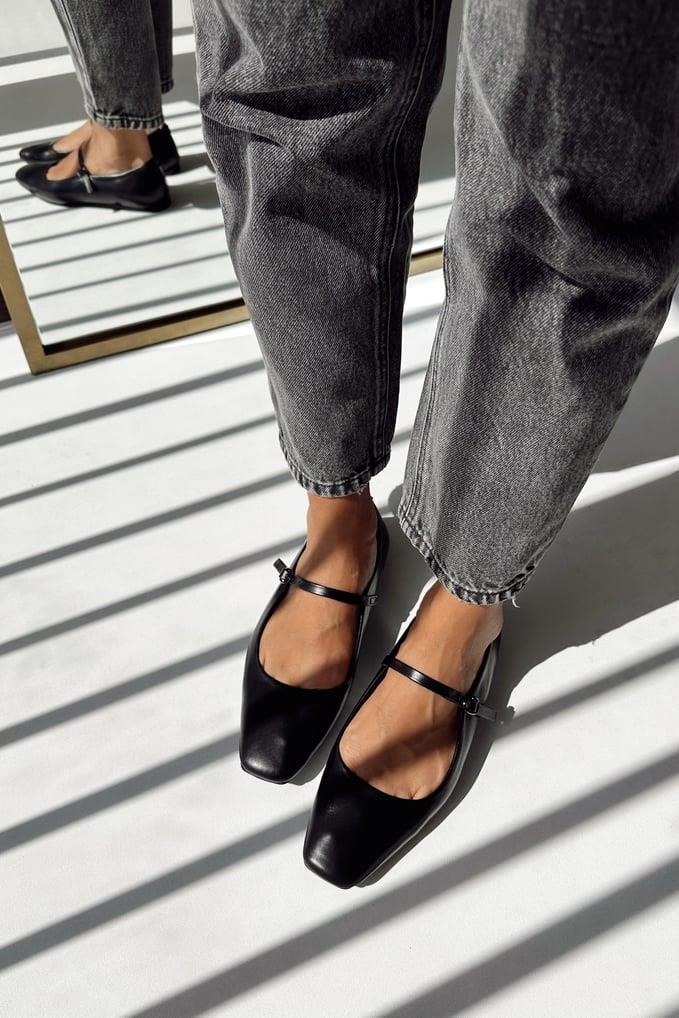 Sale Victoria Siyah Hakiki Deri Babet