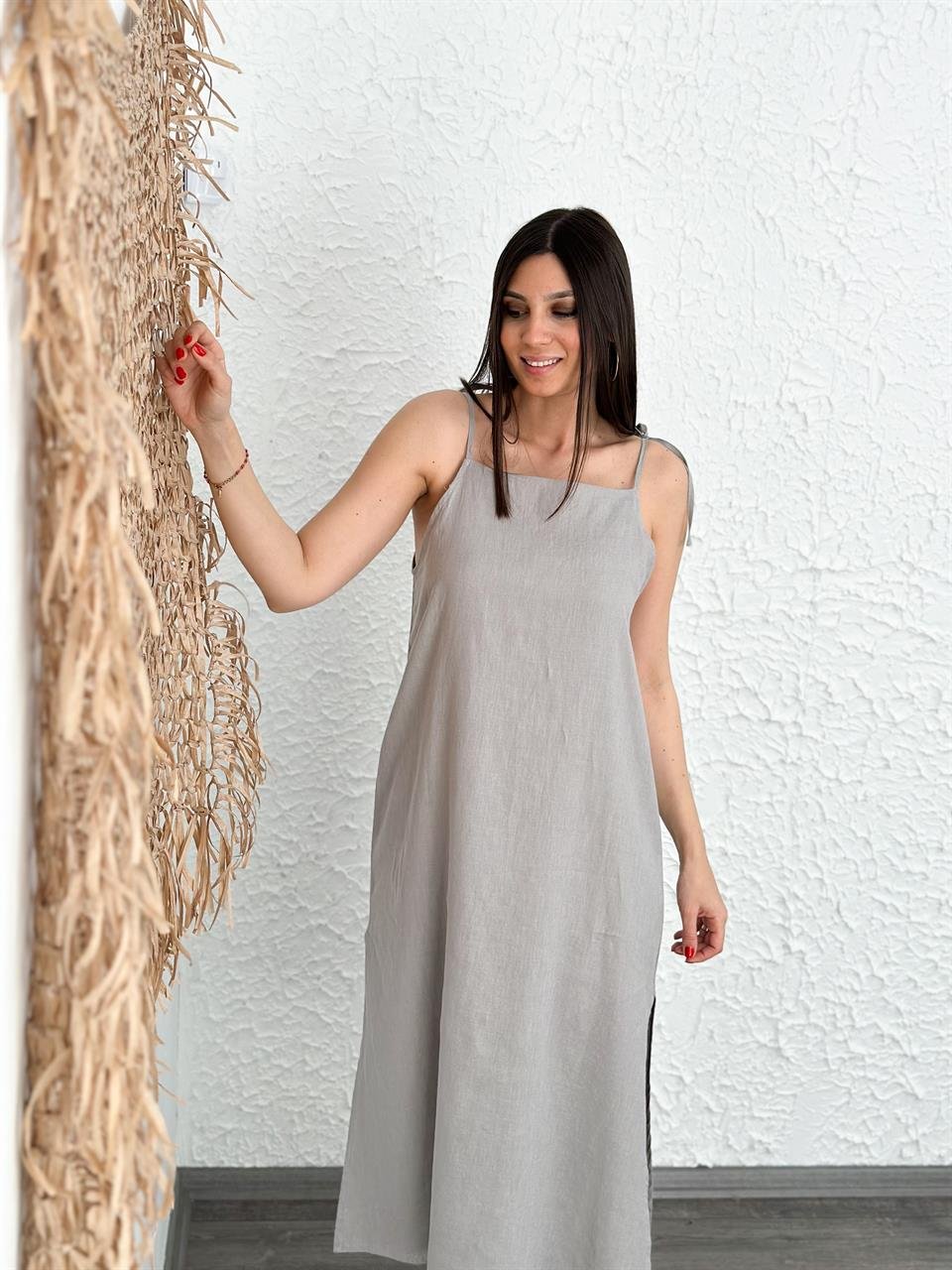 ALACHA KETEN GRİ ELBİSE