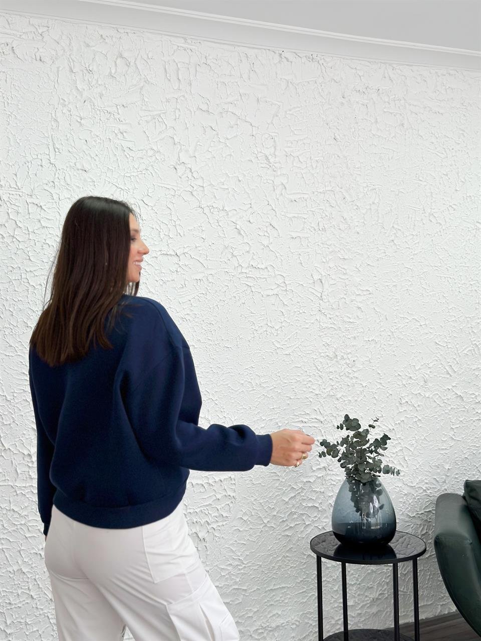 ARAS BASKILI LACİVERT SWEAT