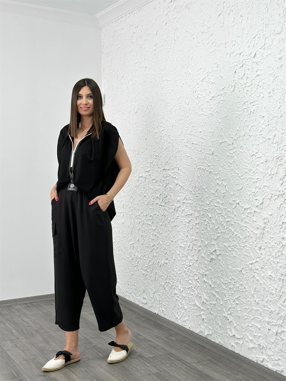 ARLES SİYAH RAHAT PANTOLON