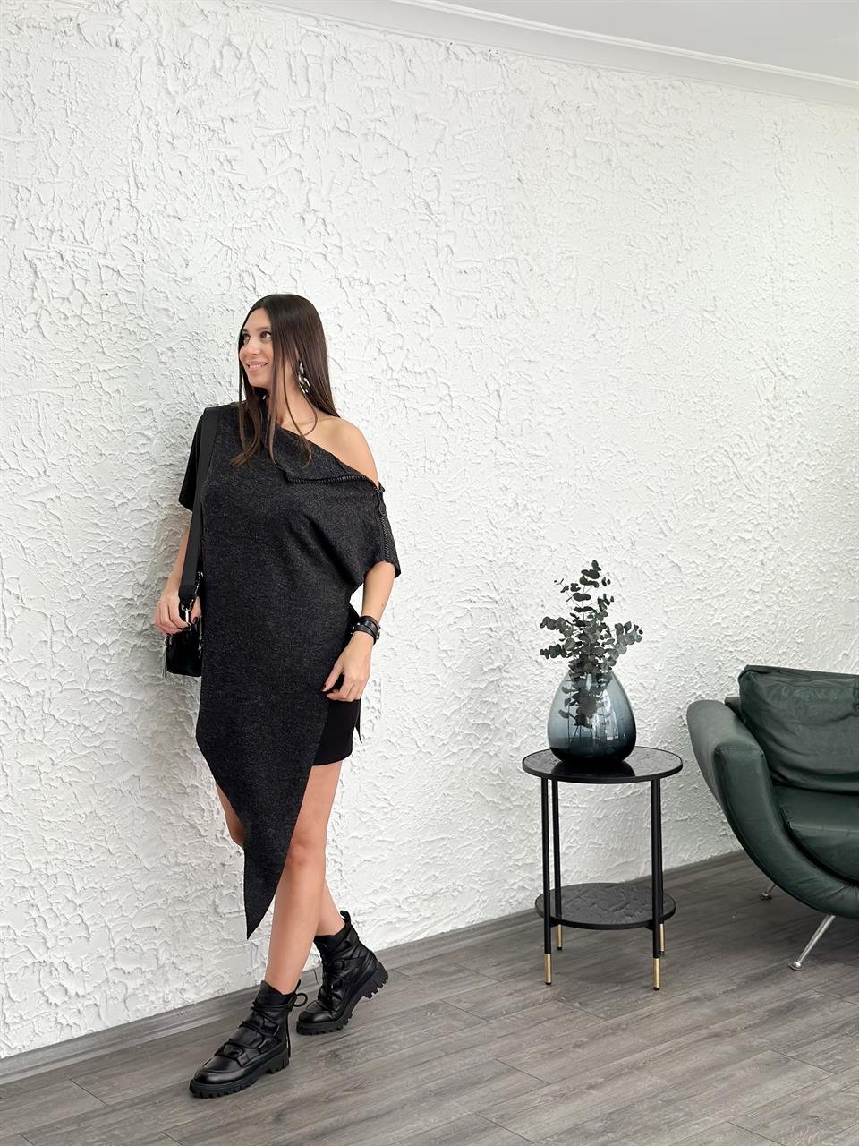ATEN ANTRASİT TASARIM BLUZ