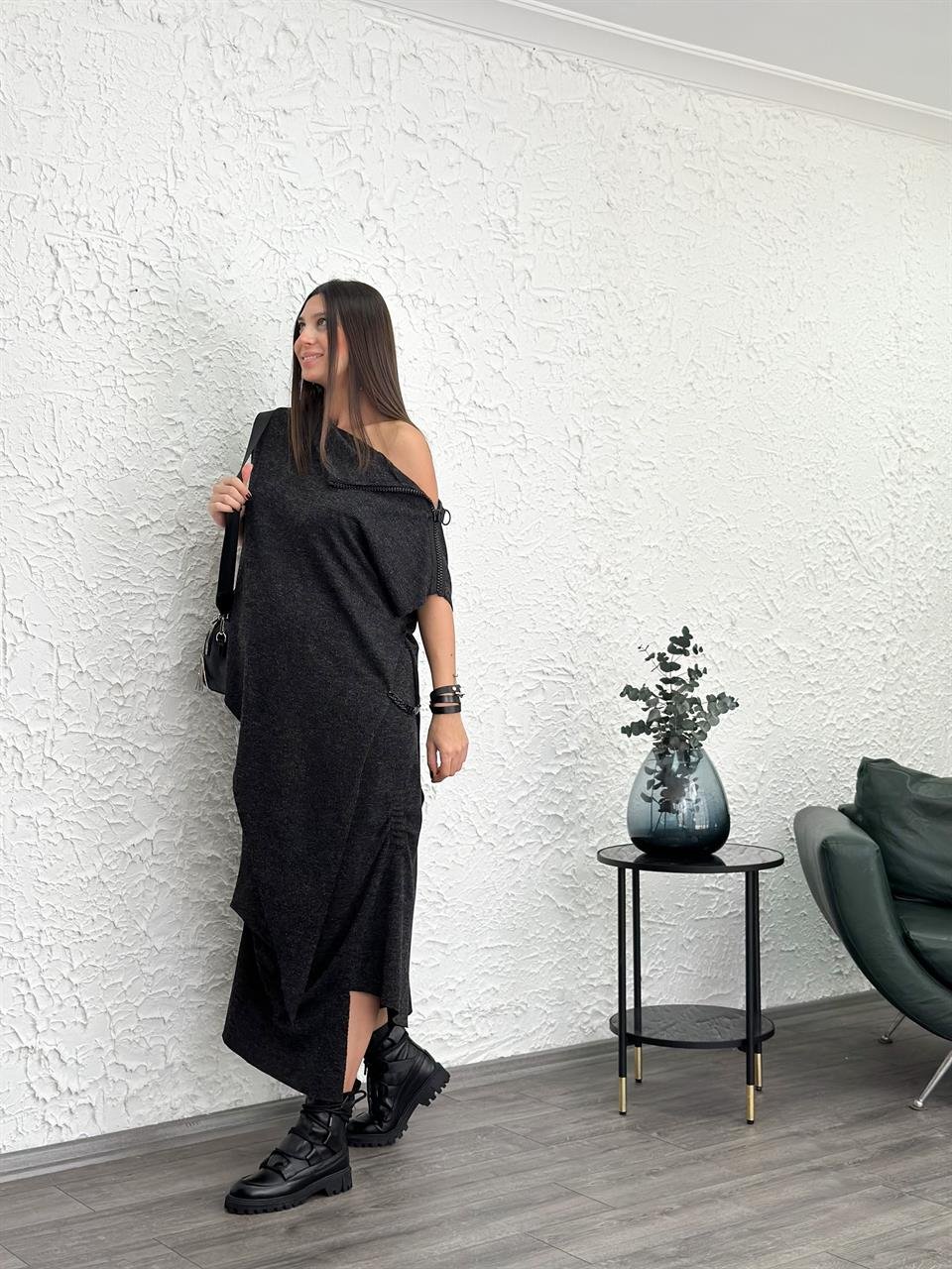 ATEN ANTRASİT TASARIM BLUZ