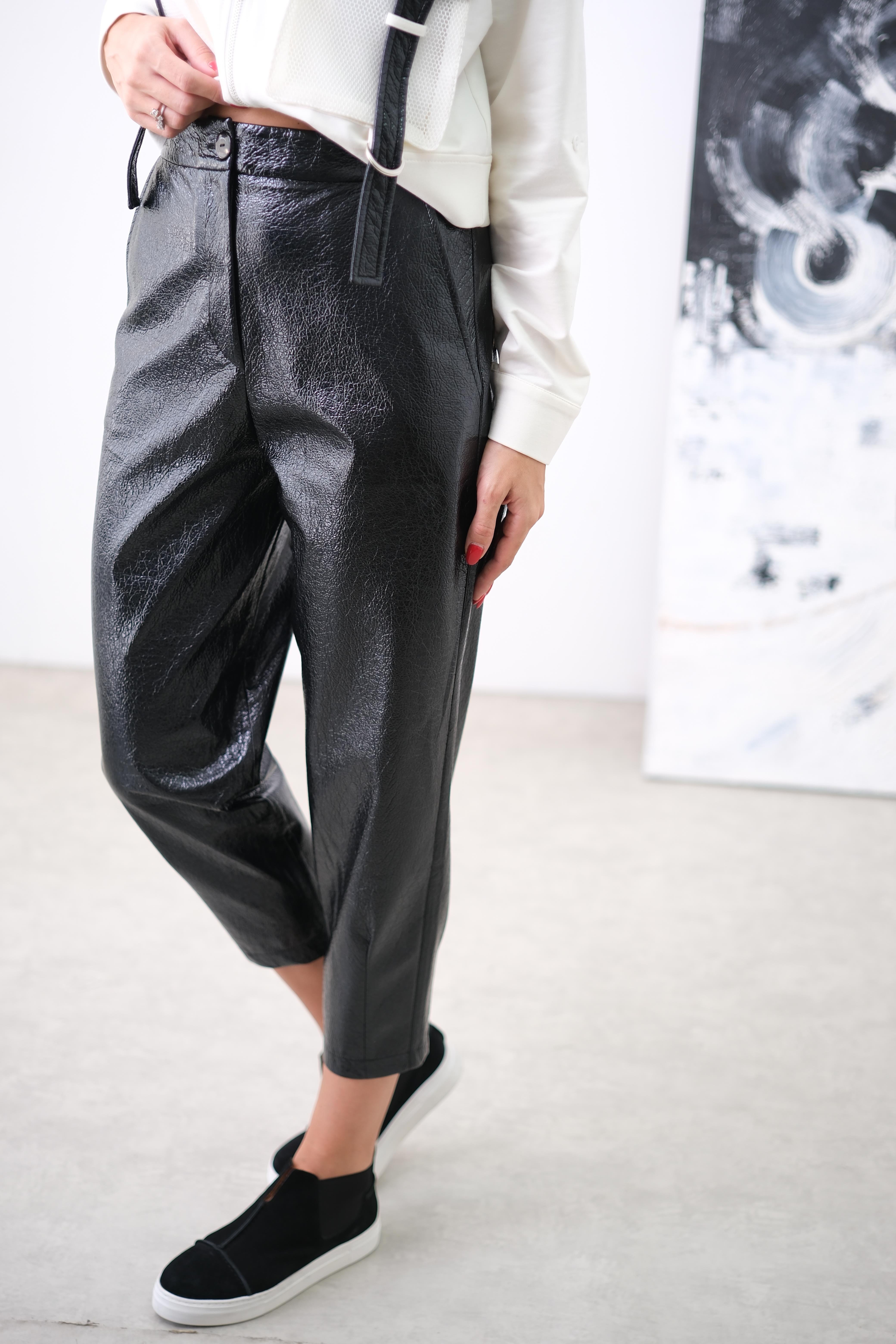 ATİNA SİYAH PARLAK PANTOLON