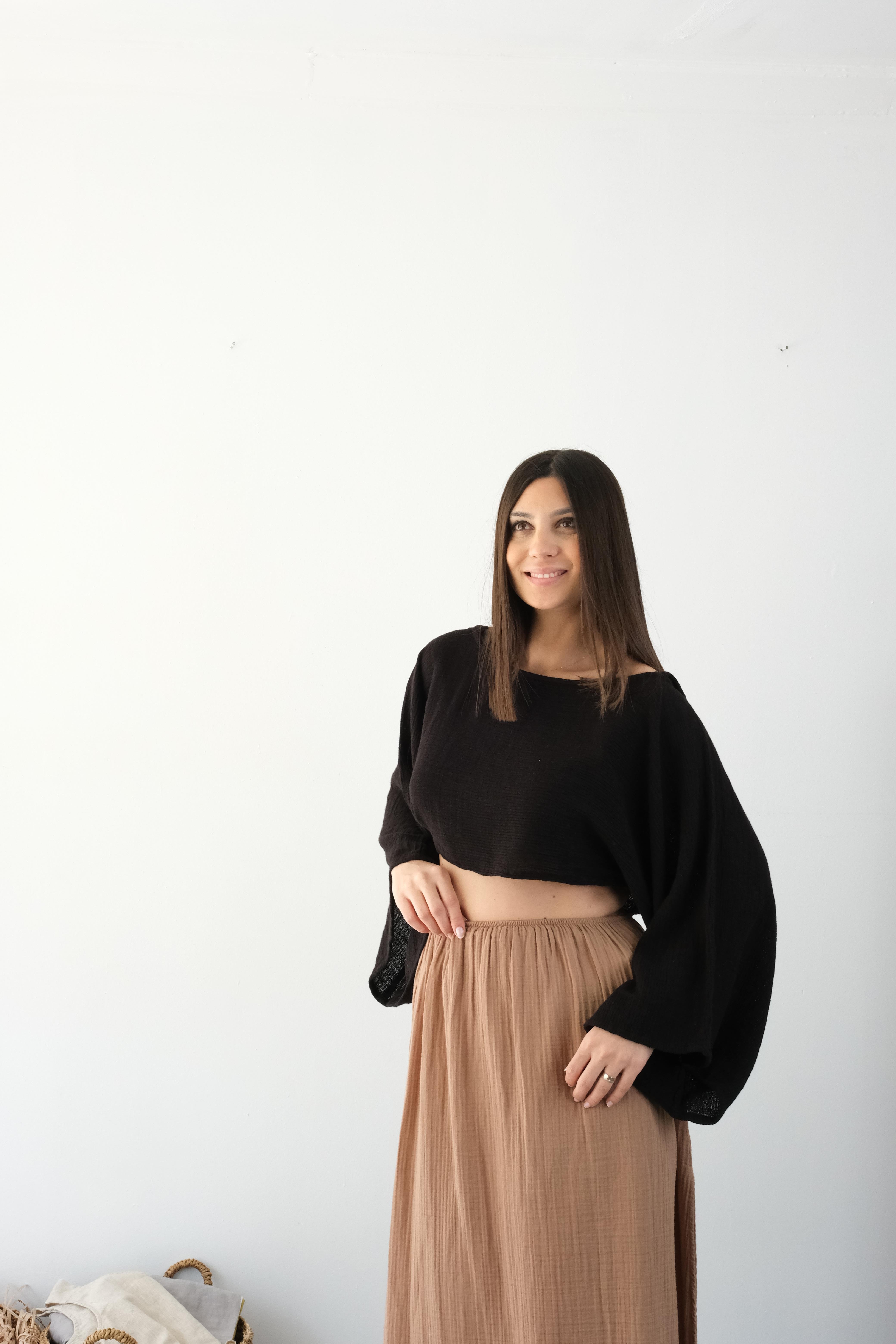 AURA NATURAL SİYAH BLUZ