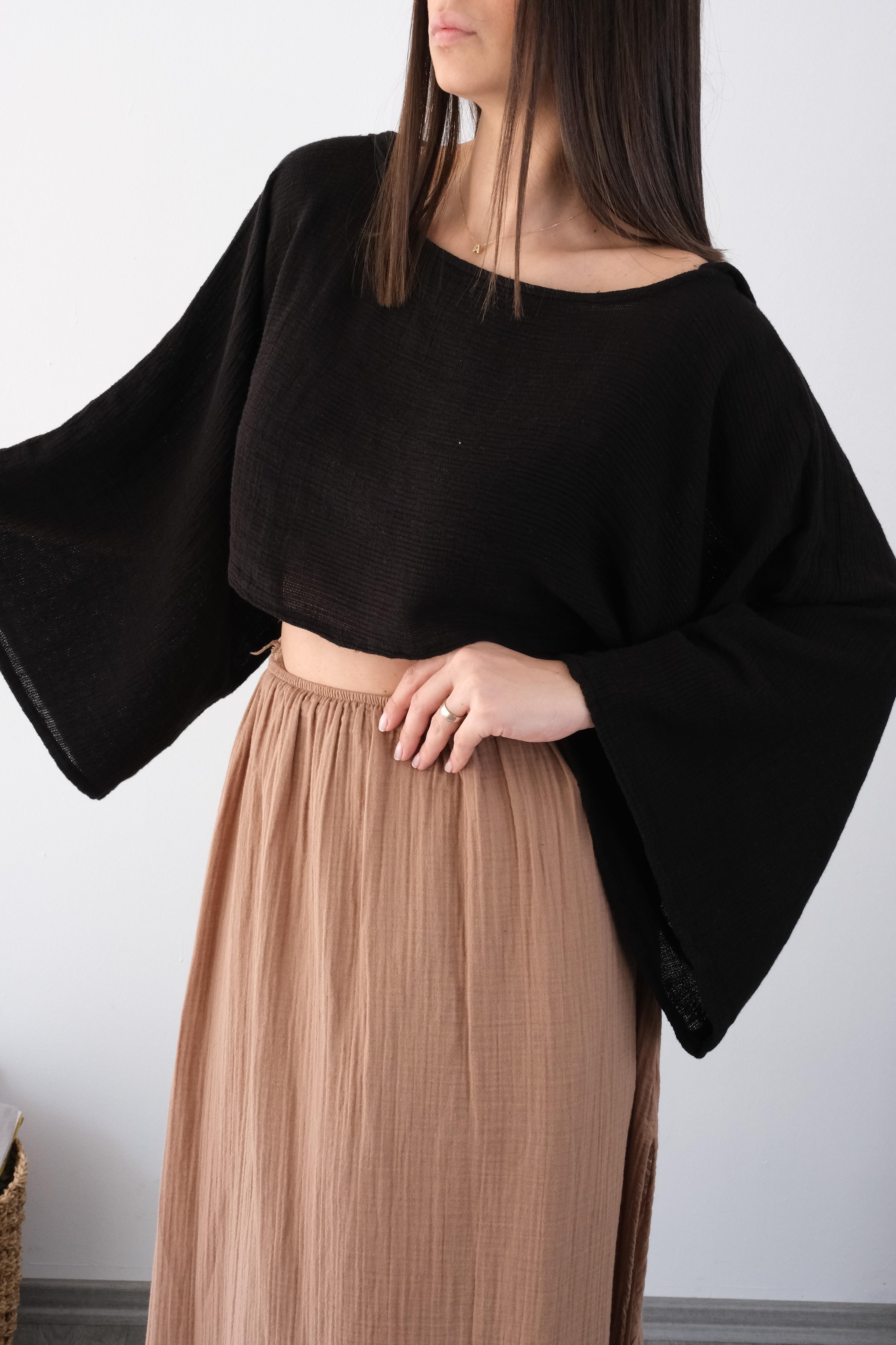 AURA NATURAL SİYAH BLUZ